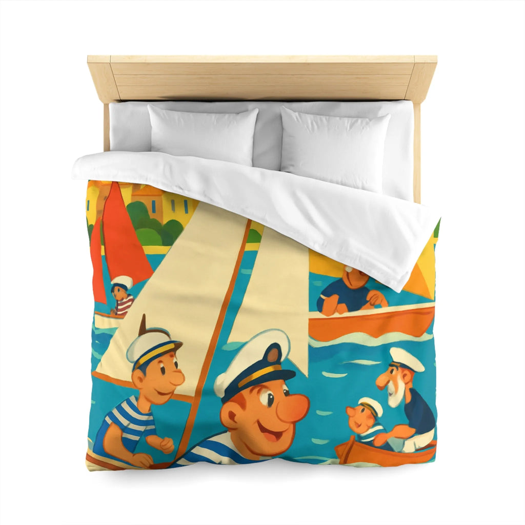 Housse de Couette Marine Vintage avec Voiliers et Matelots pour Chambre Ensoleillée