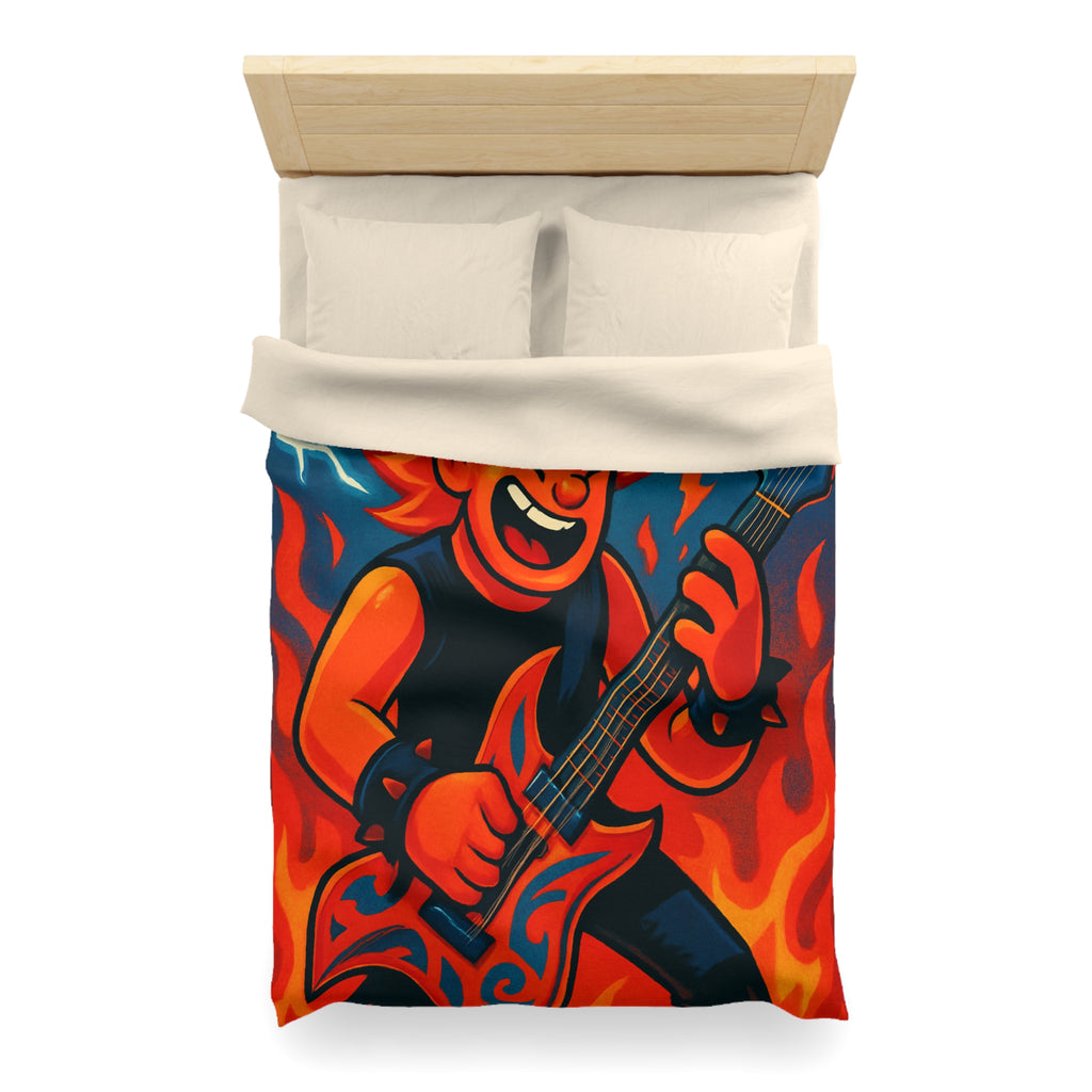 Housse de couette rock flamboyant avec guitare et éclairs pour déco vibrante