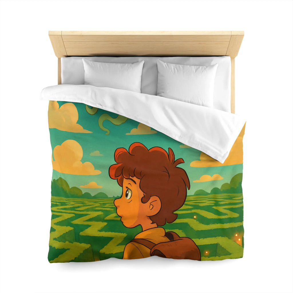 Housse de couette magique avec labyrinthe et créatures fantastiques pour enfants rêveurs