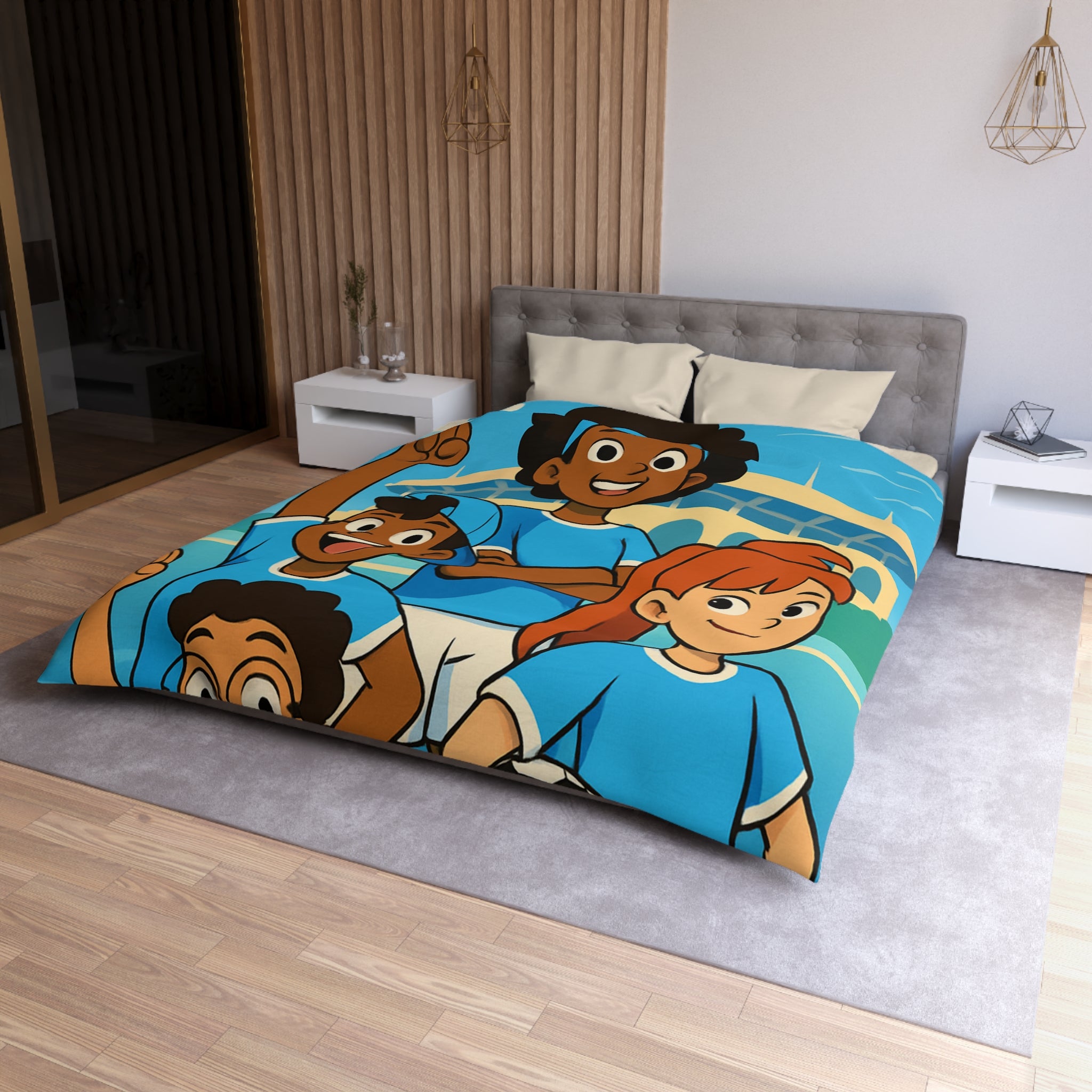 Housse de Couette Microfibre Illustration Unique Design Moderne Décoration Intérieure Raffinée