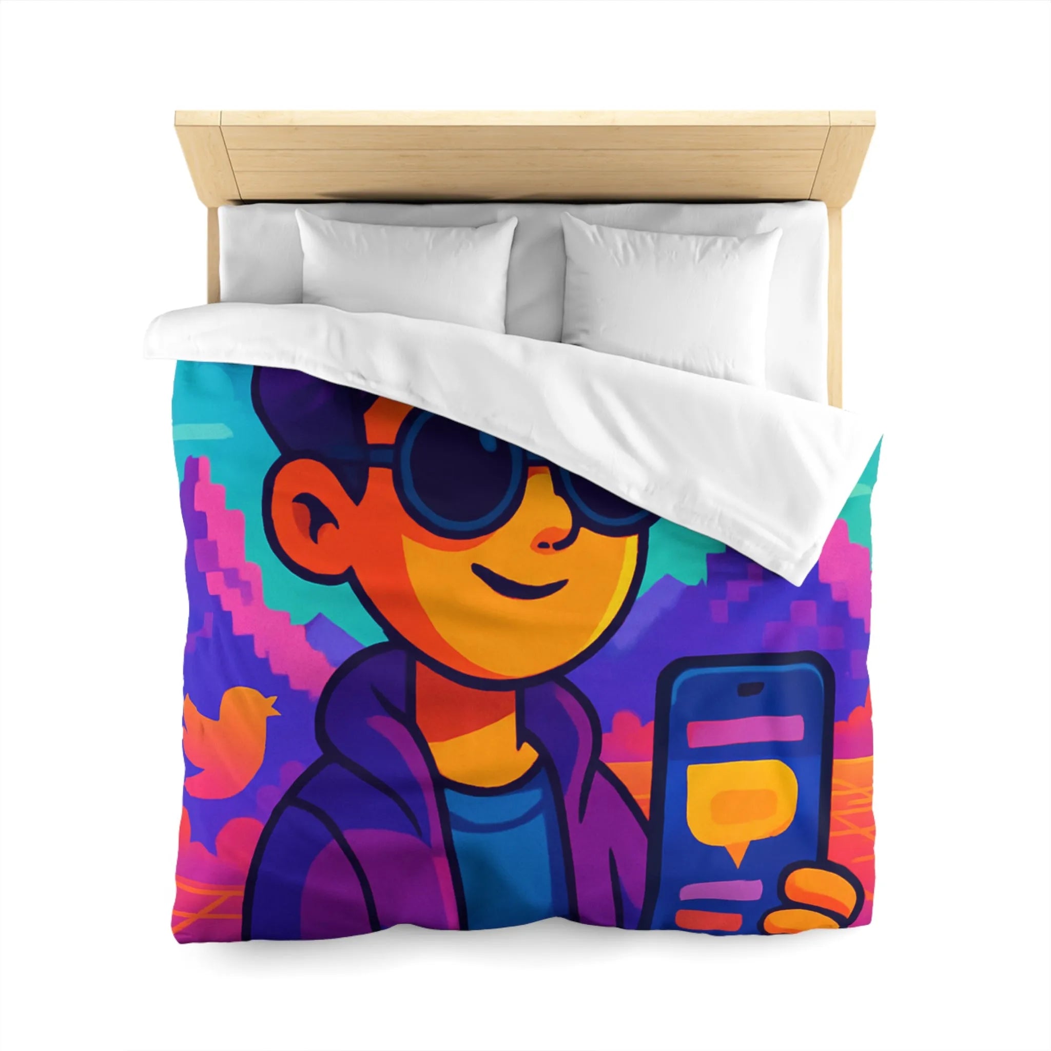 Housse de Couette Idéale pour Chambre Moderne avec Motifs Numériques Abstraits et Colorés