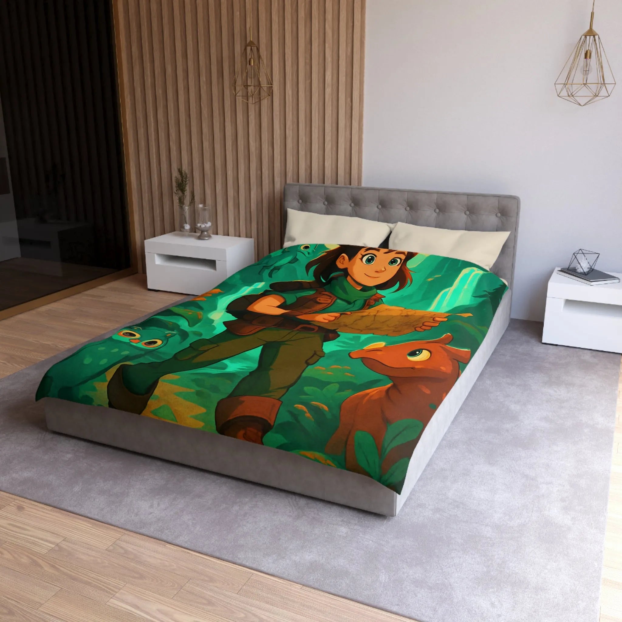 Aventure Enchantée: Enfant Voyageur, Animaux Magiques, Carte Mystérieuse, Forêt Lumineuse, Cascade Sereine