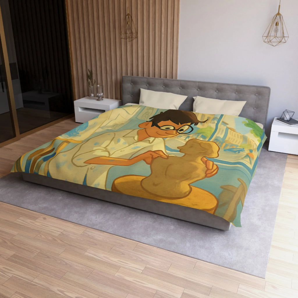 Housse de couette artistique avec design de studio de sculpture lumineusement coloré