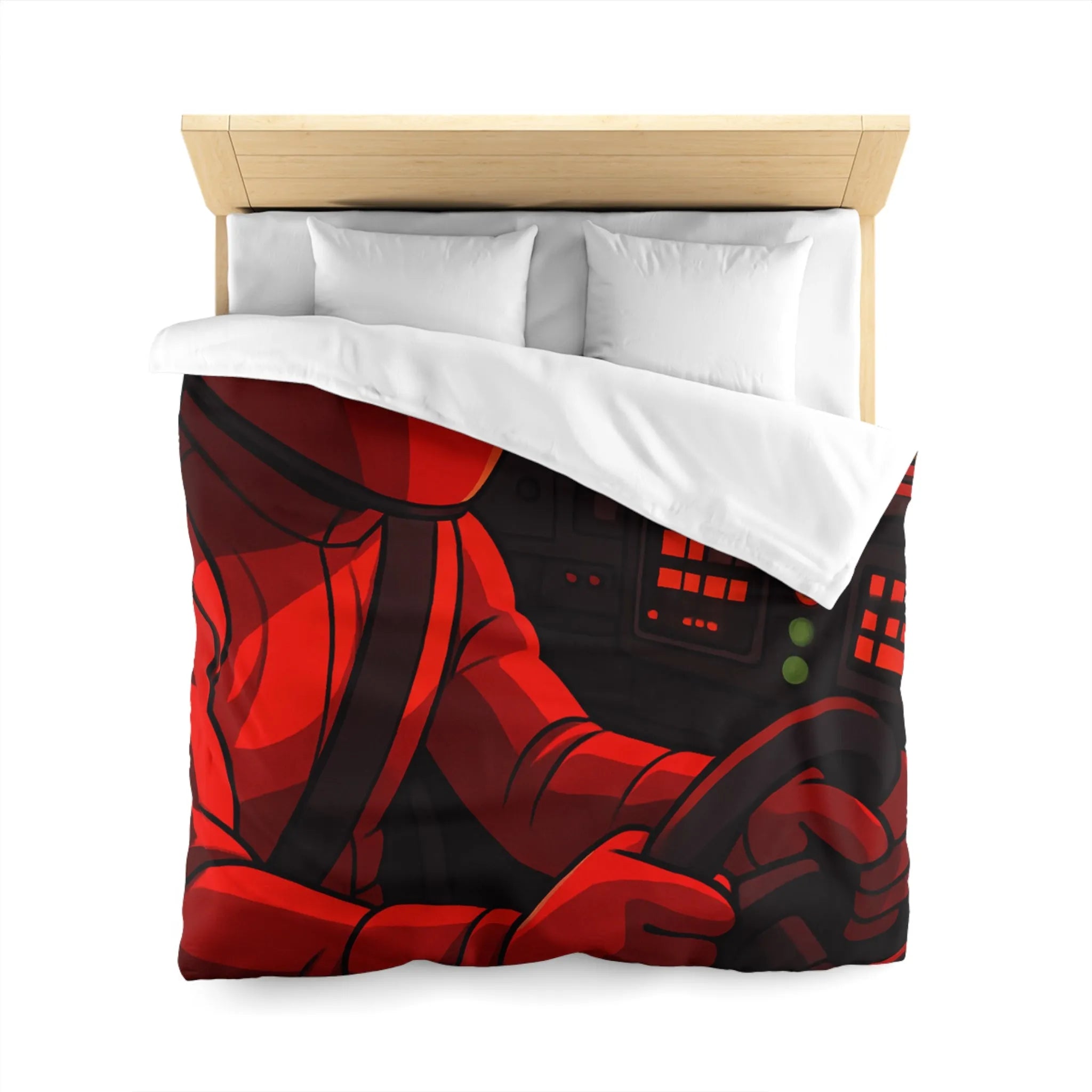 Housse de couette dynamique motif pilote de course rouge en automobile sportive