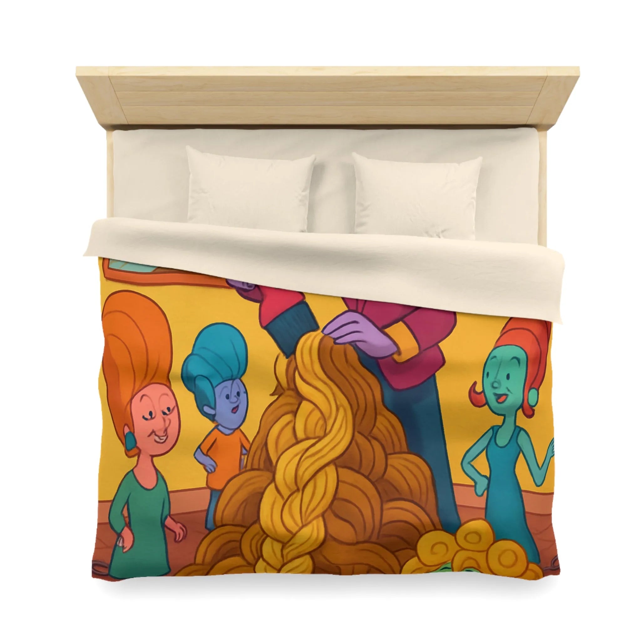 Housse de couette colorée avec personnages fantastiques et œuvres artistiques pour déco unique