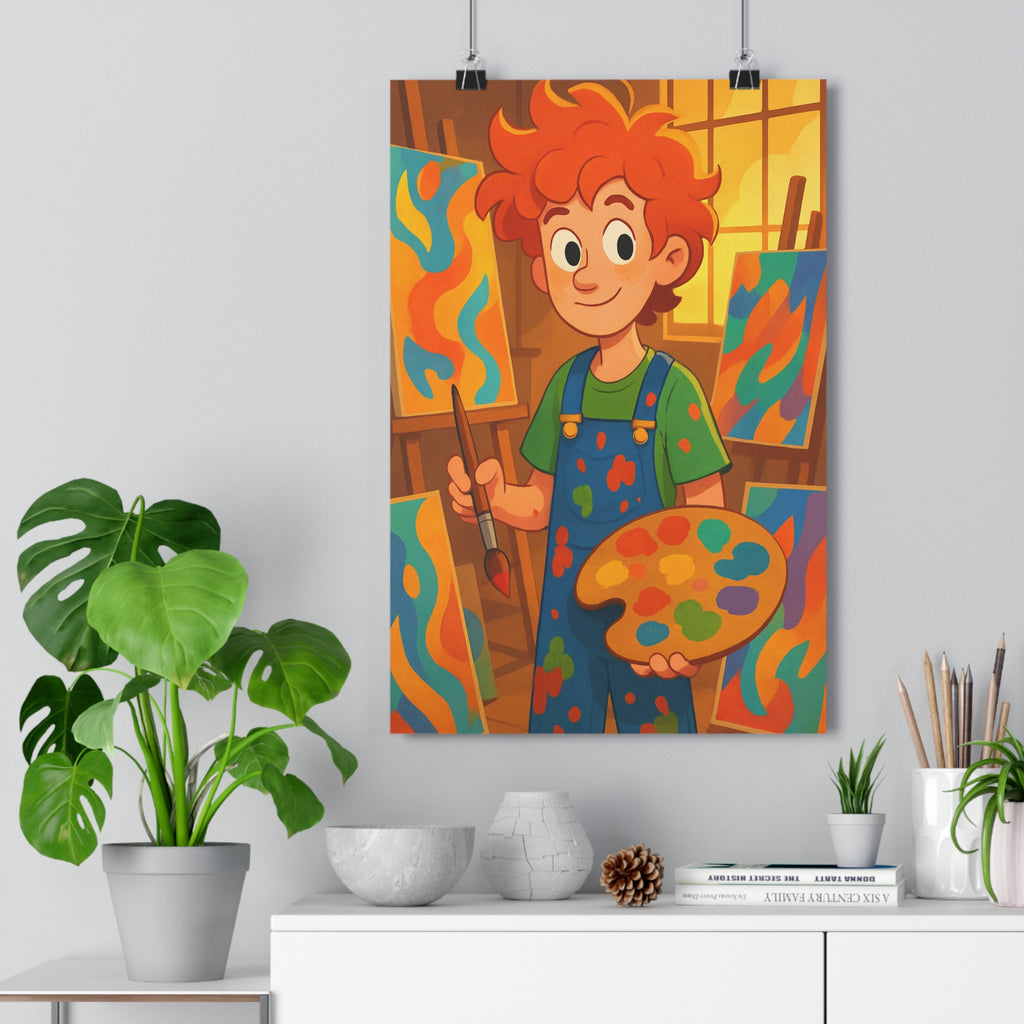 Poster décoratif vibrant dessin animé couleurs vives abstrait joyeux enfant chambre inspiration artistique unique