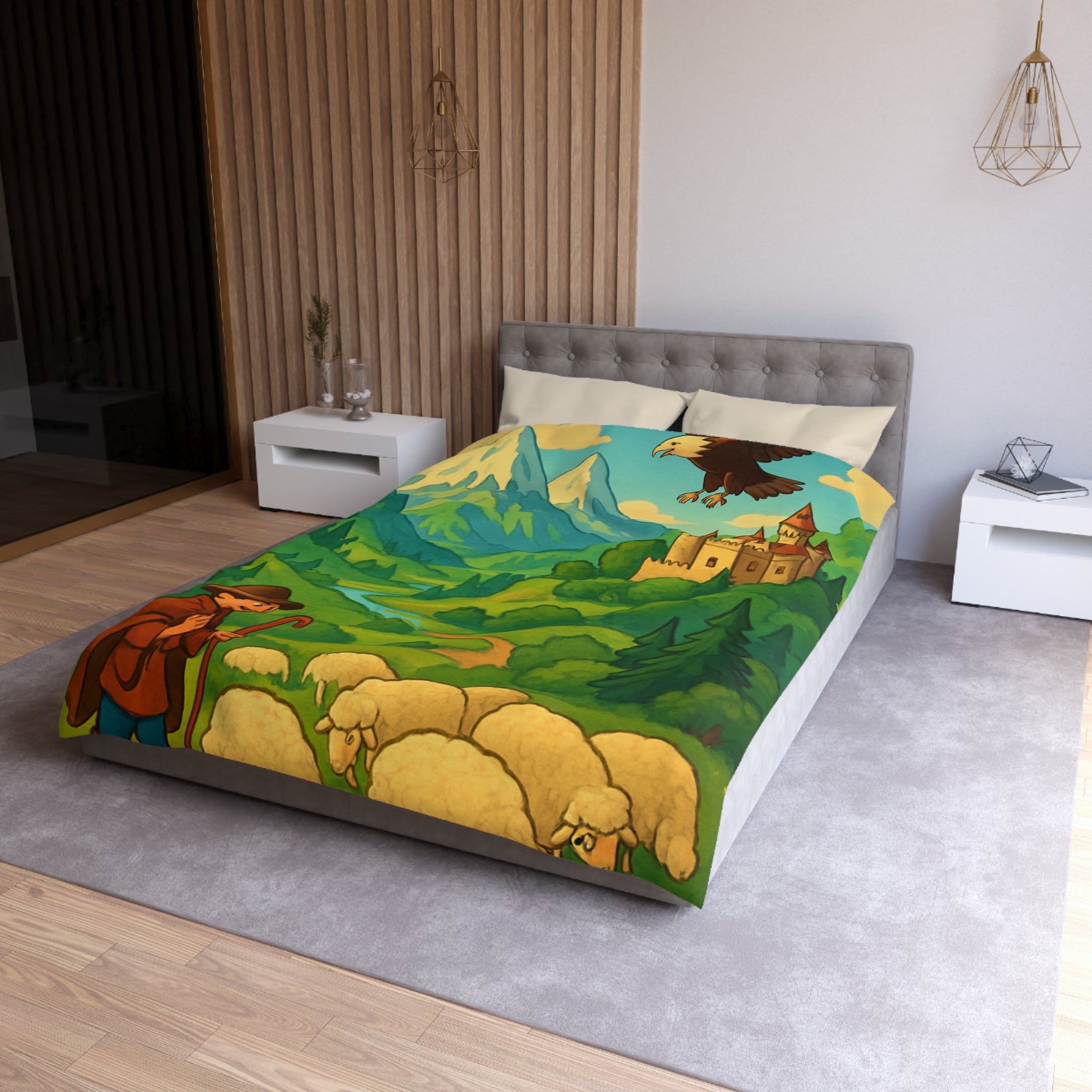 Housse de Couette Microfibre Design Artistique Moderne Décoration Chambre Confort Premium