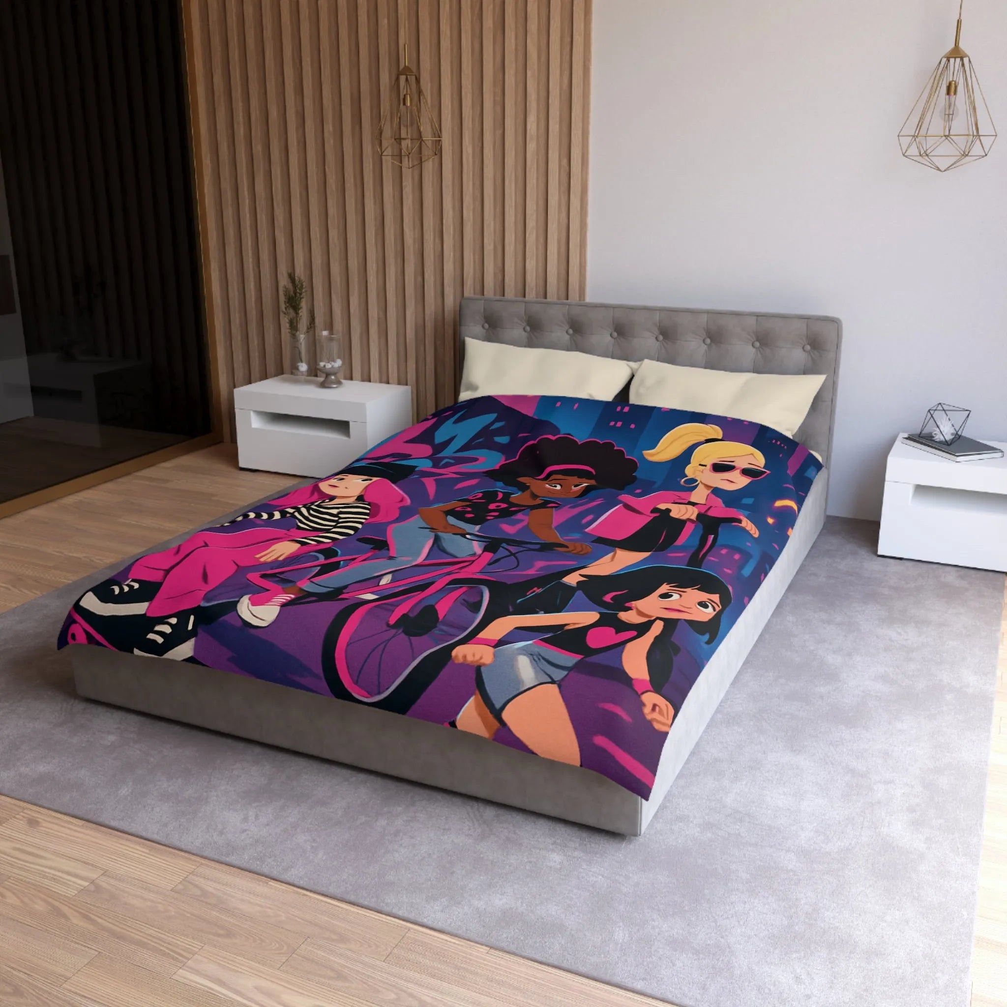 Housse de Couette Microfibre Art Graphique Contemporain Style Décoratif Chambre Tendance