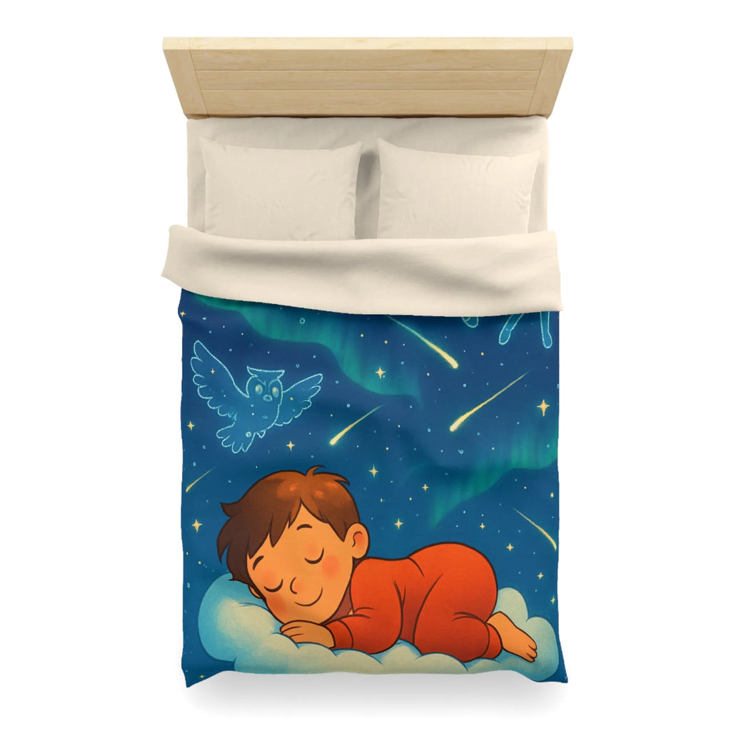 Housse de couette enfant étoilée avec animaux et motifs célestes colorés