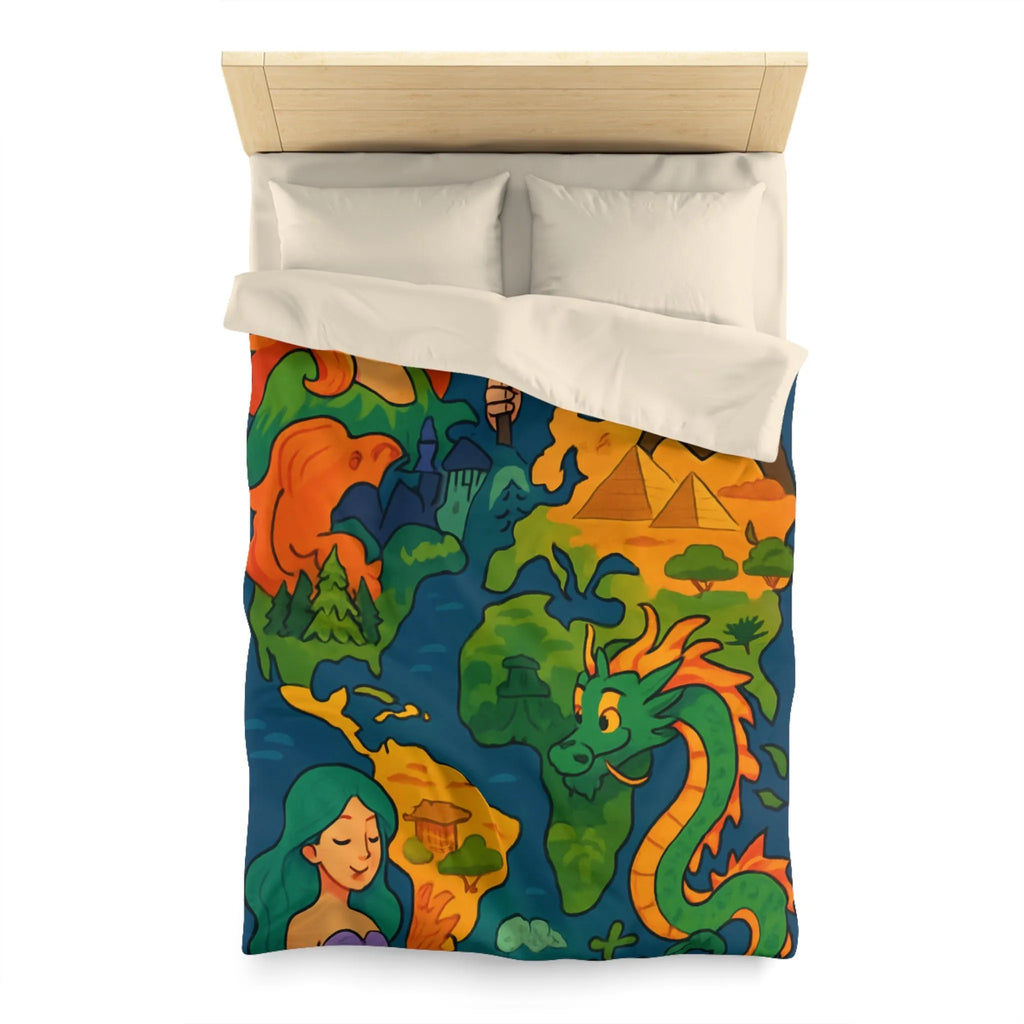 Housse de couette colorée et magique avec motifs de mythes de différentes cultures