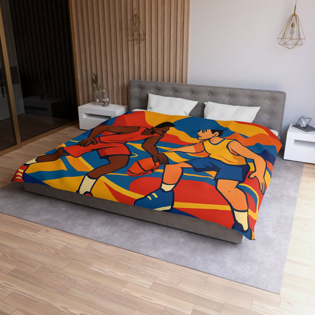 Idée Housse de Couette Basketball Colorée Style Rétro Dynamique pour Chambre Sportive