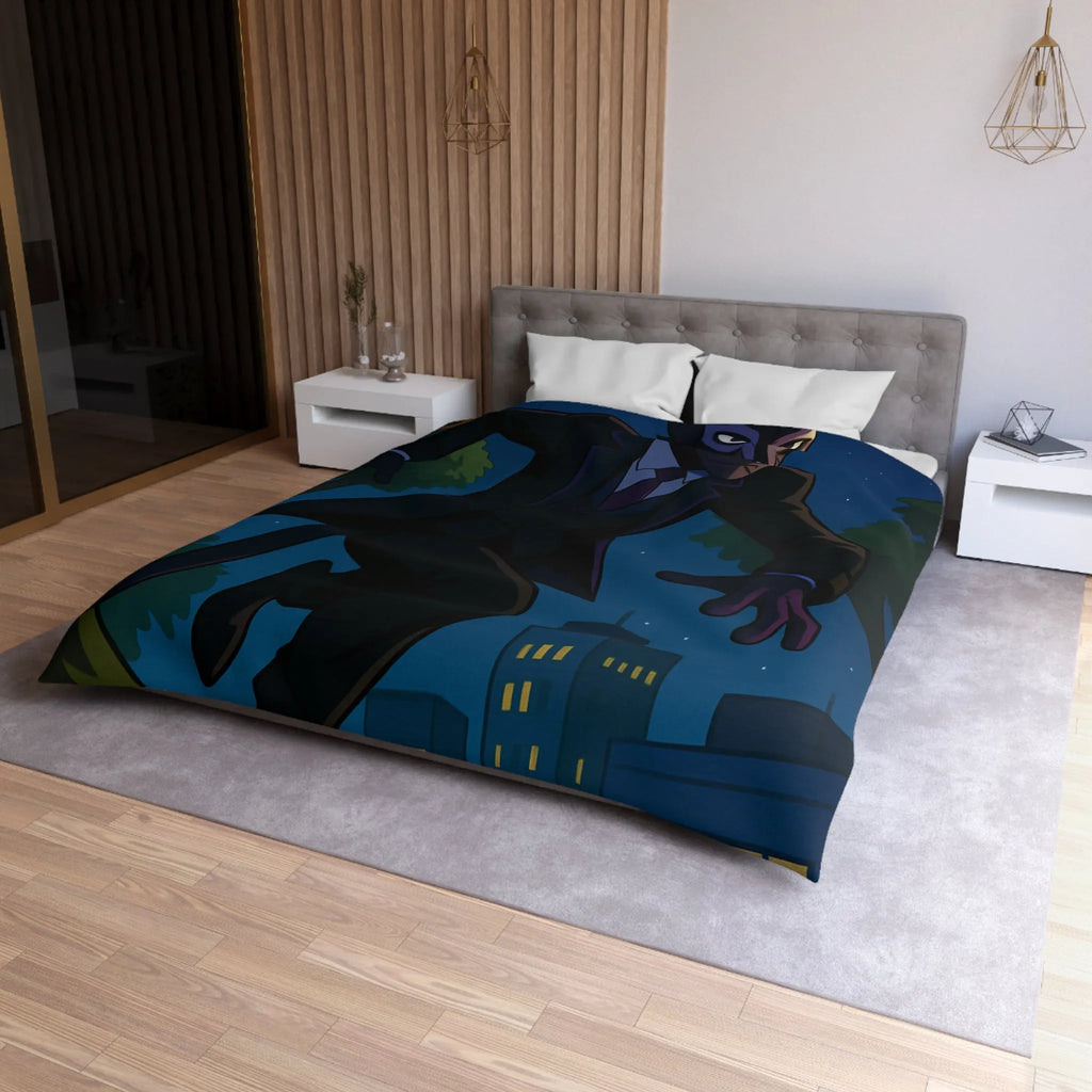 Housse De Couette Chat Masqué Élégant En Ville La Nuit Urbain Mystérieux