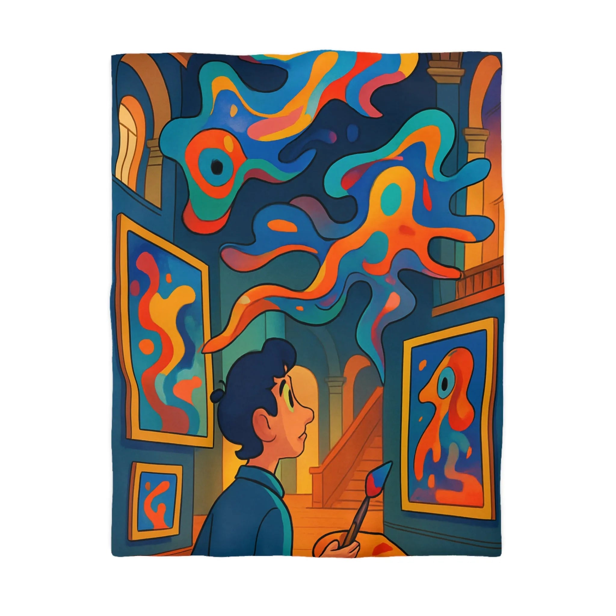 Housse de Couette Microfibre Art Graphique Contemporain Style Décoratif Chambre Tendance