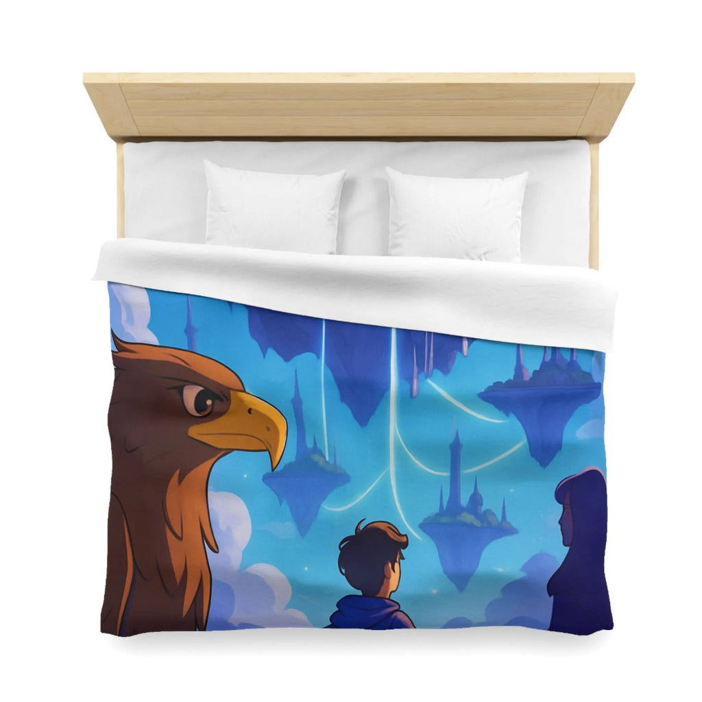 Épopée magique avec château flottant, ciel étoilé et créatures fabuleuses enchante une pièce