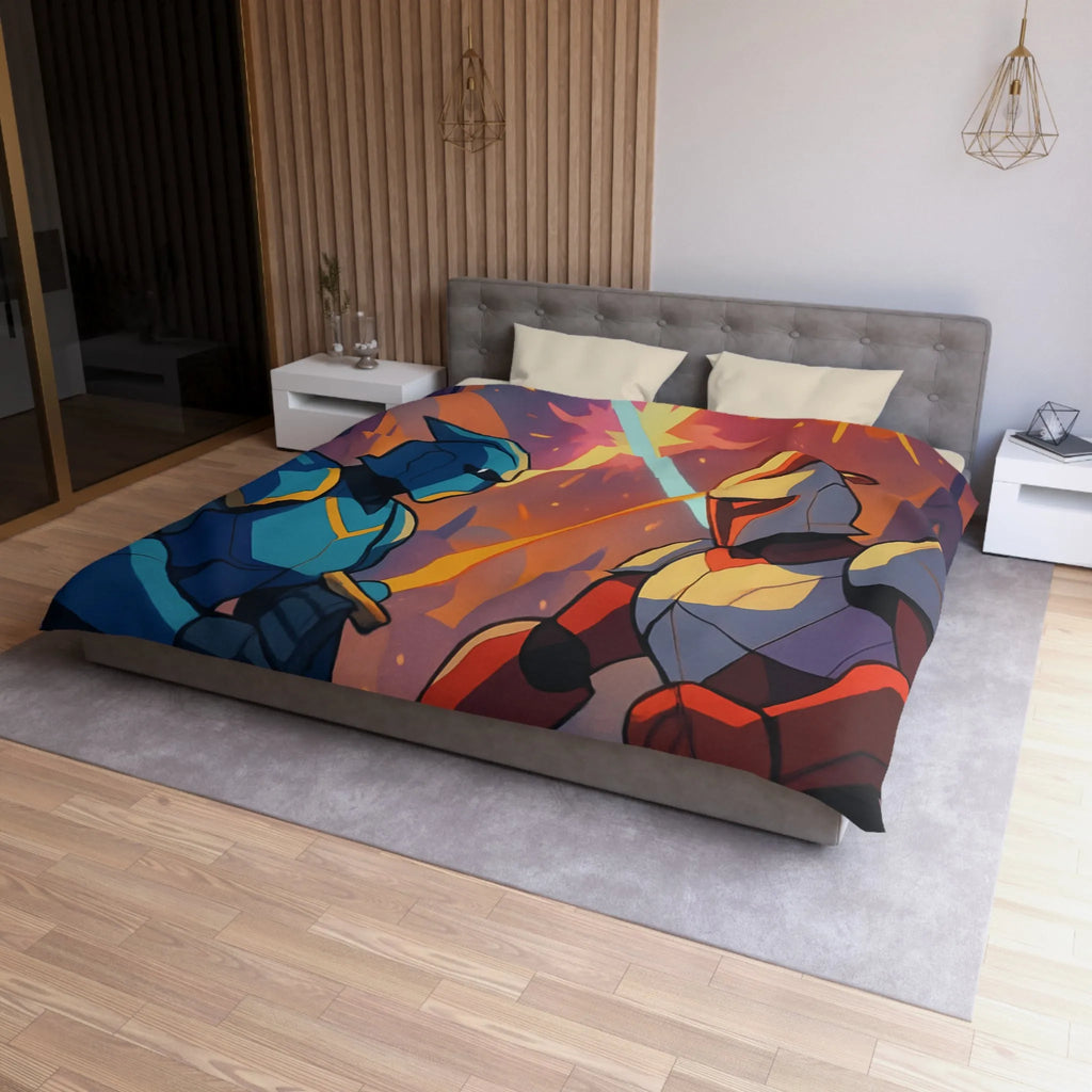 Épique scène de duel au sabre laser dans un paysage intergalactique coloré et artistique