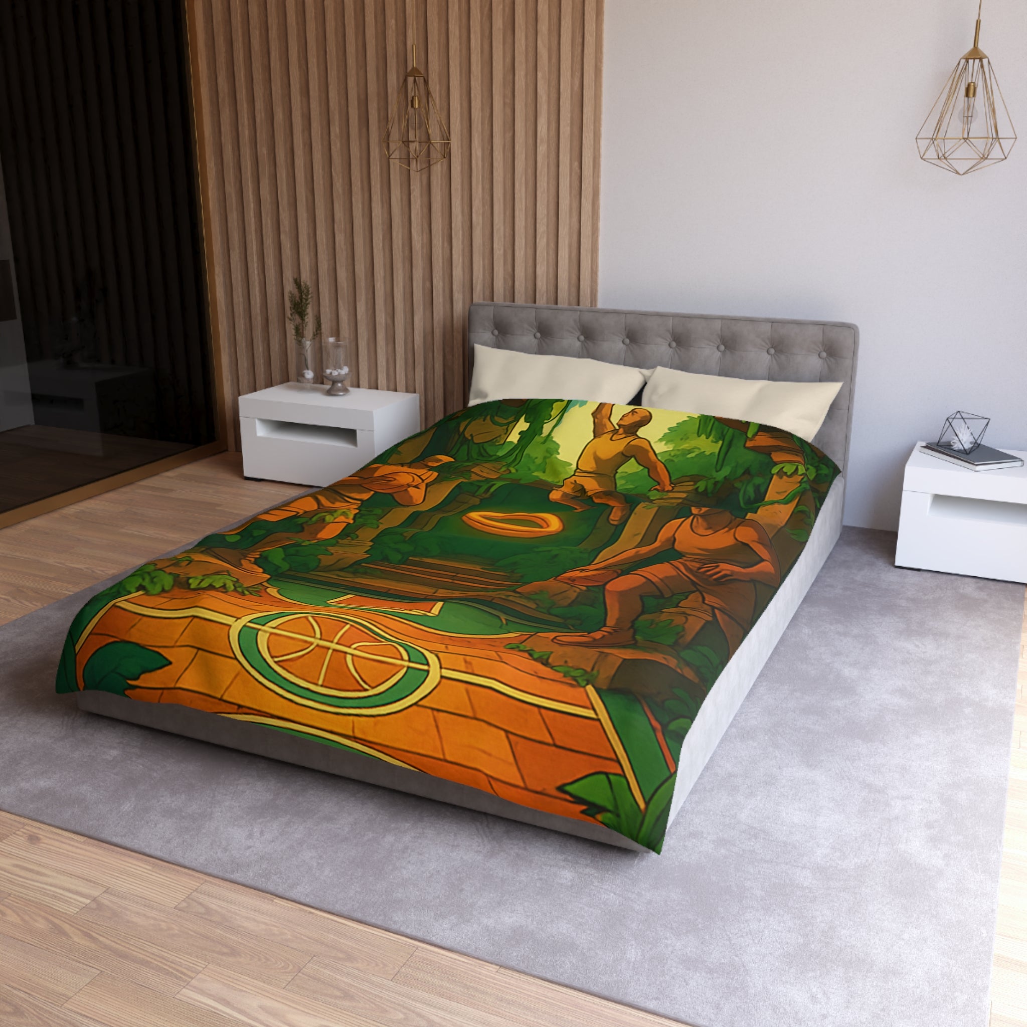 Housse de Couette Microfibre Illustration Unique Design Moderne Décoration Intérieure Raffinée