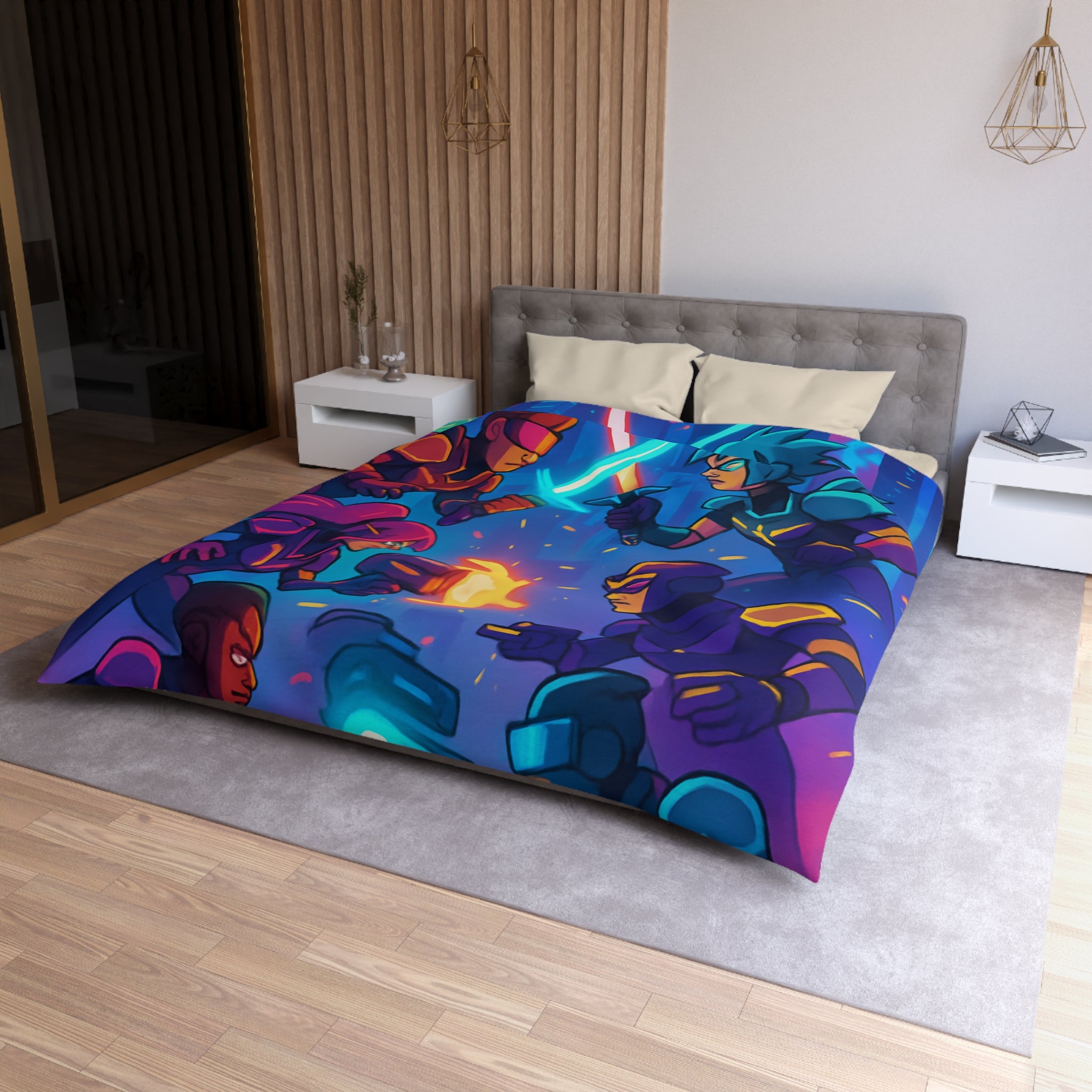 Housse de Couette Microfibre Motif Créatif Original Style Contemporain Chambre Élégante