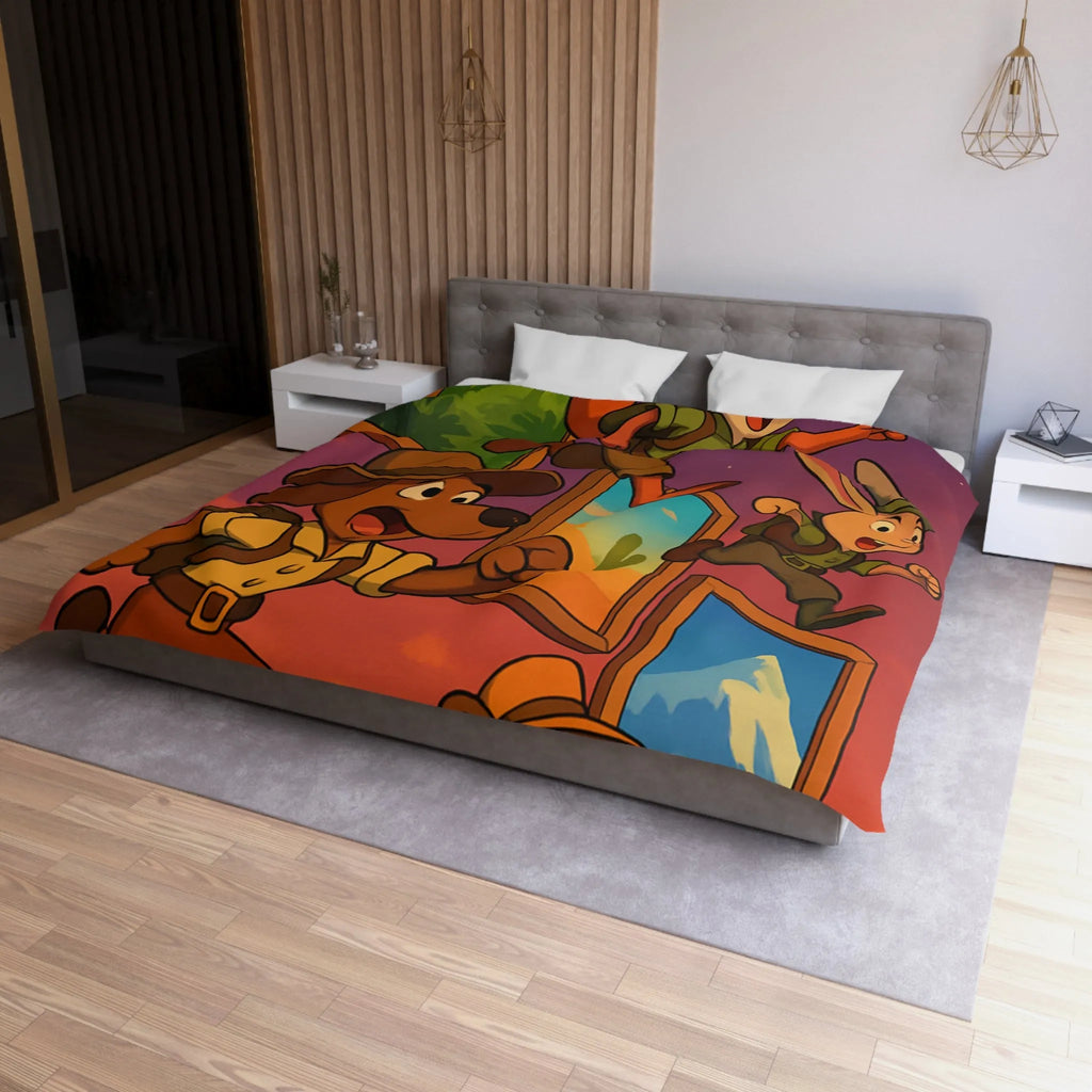 Housse de Couette Microfibre Art Graphique Contemporain Style Décoratif Chambre Tendance