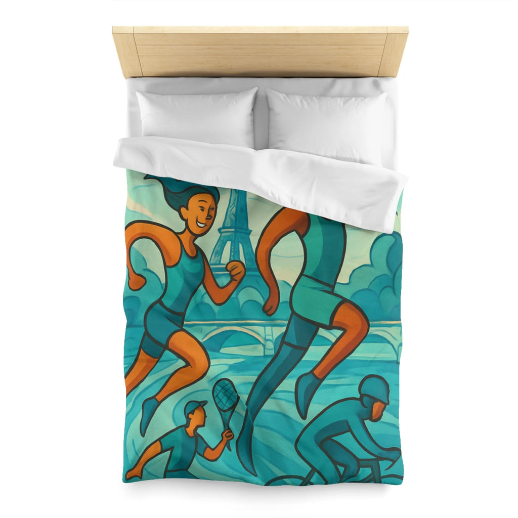 Housse de Couette Athlétique Inspirée par Sports Dynamiques Paris avec Tour Eiffel