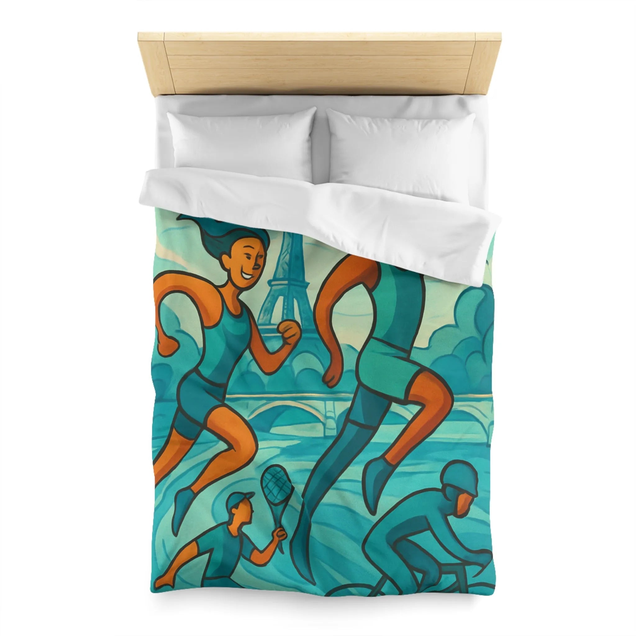 Housse de Couette Athlétique Inspirée par Sports Dynamiques Paris avec Tour Eiffel