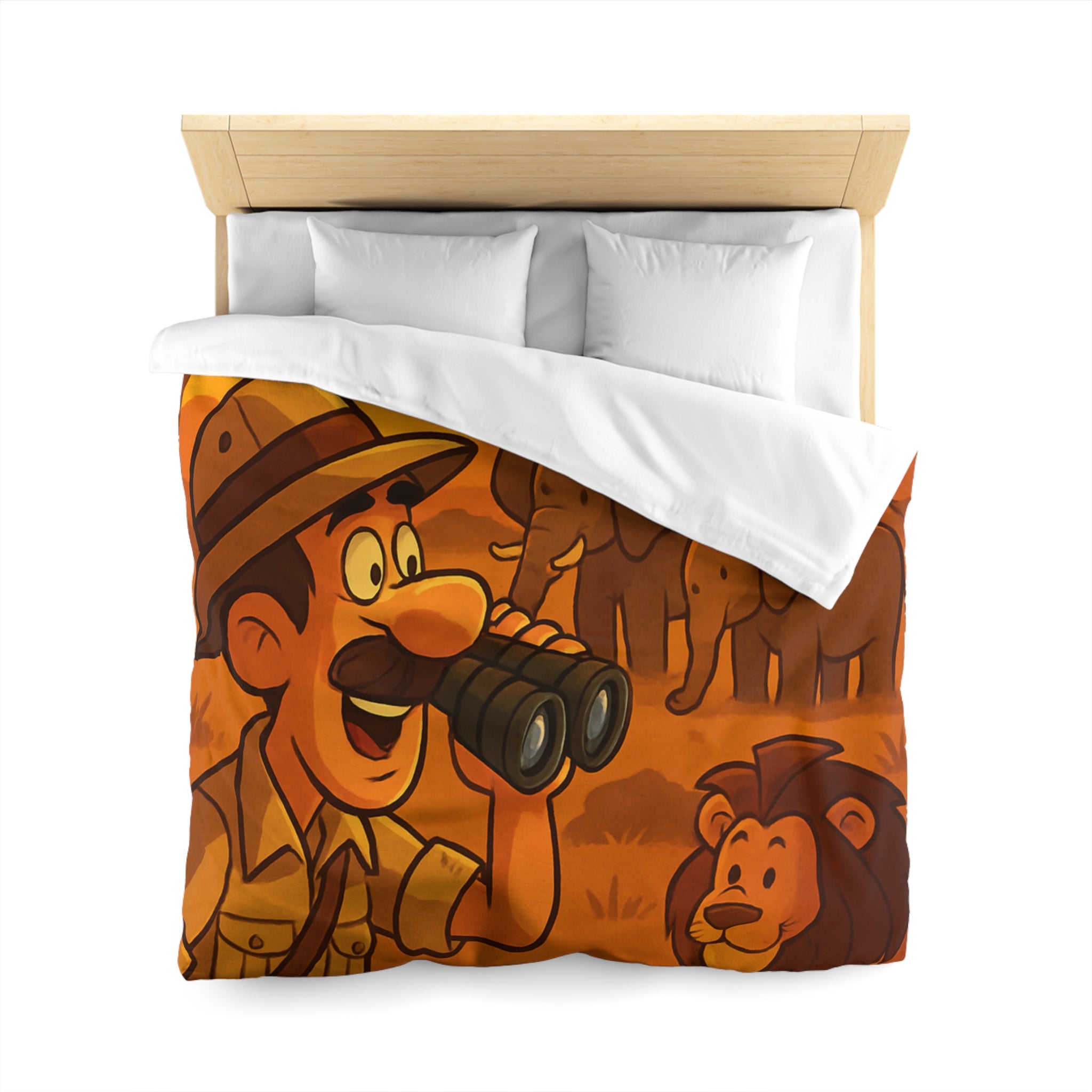 Housse de couette safari au coucher de soleil avec animaux d'Afrique pour enfants