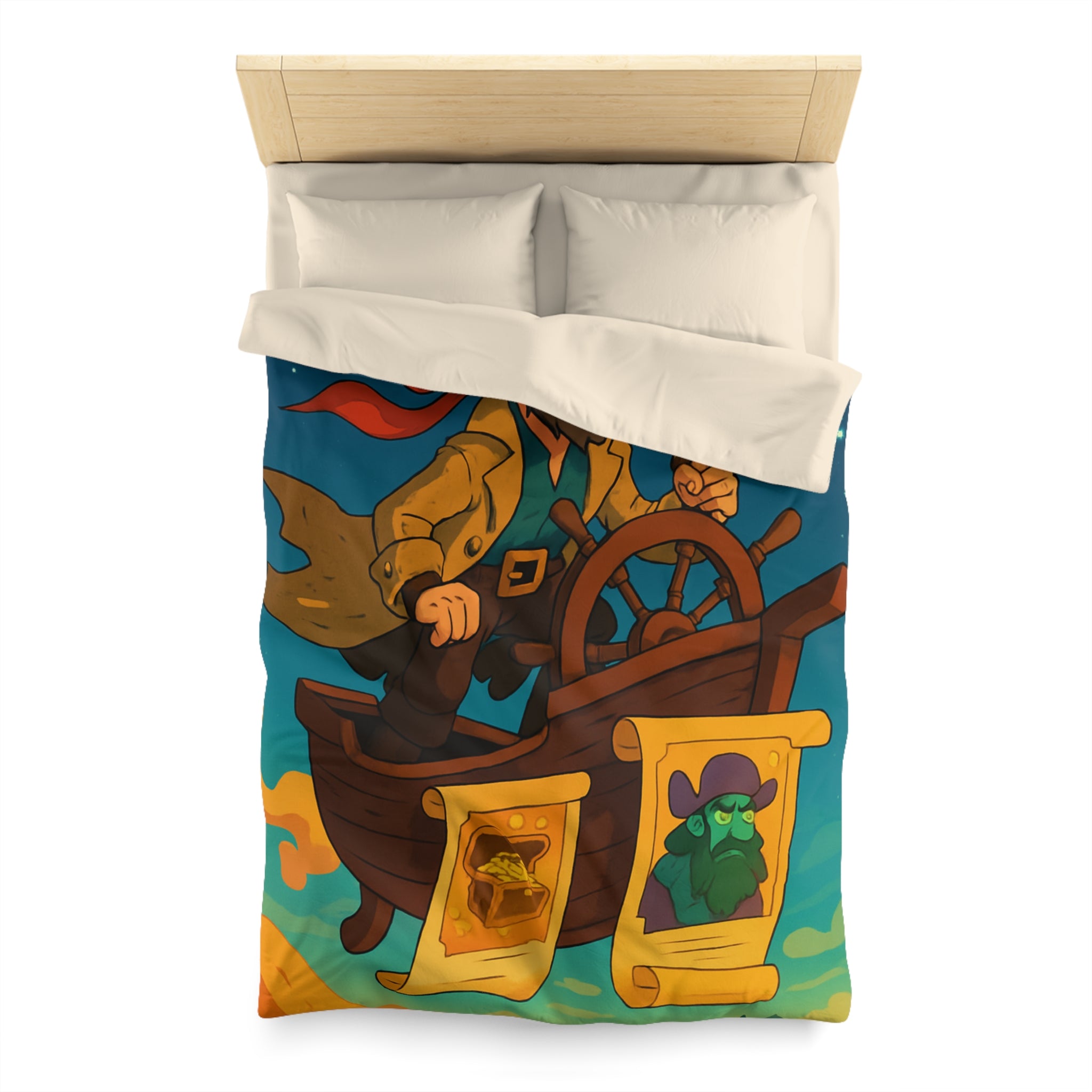 Pirate aventureux naviguant dans le ciel étoilé sur un bateau volant enchanteur