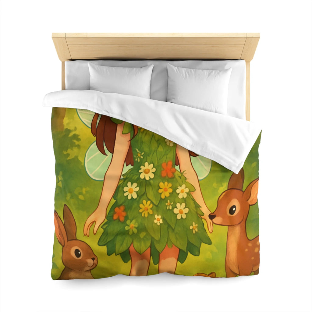 Housse de couette féerique avec fée et animaux de la forêt pour enfants