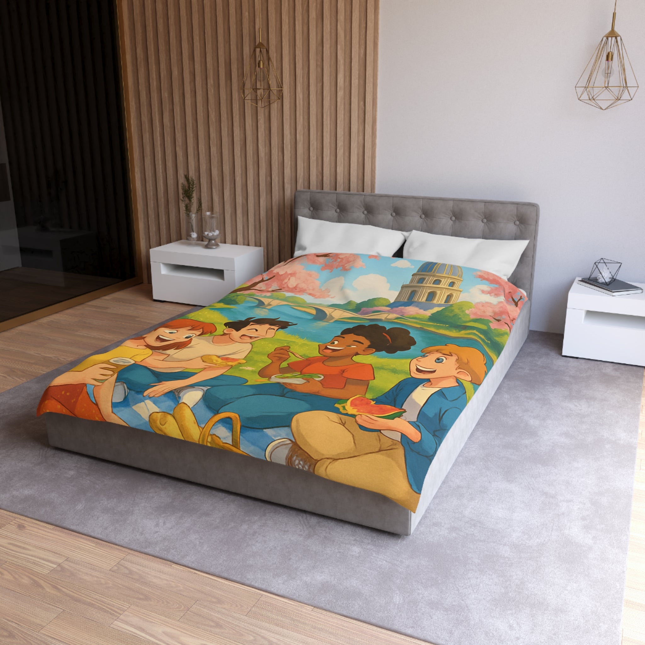 Housse de Couette Microfibre Motif Créatif Original Style Contemporain Chambre Élégante