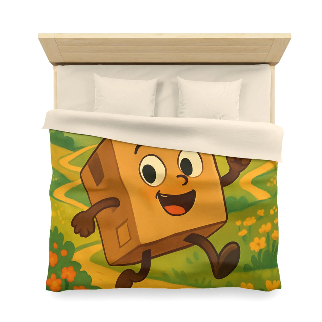 Housse de couette joyeuse avec paysage printanier et boîte sautillante amicale
