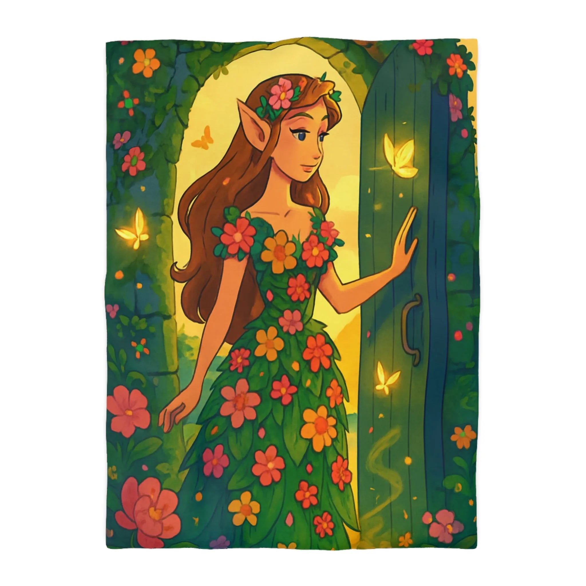 Élégante Housse Floral Elfique Inspirée par la Beauté Enchantée de la Nature Mystique