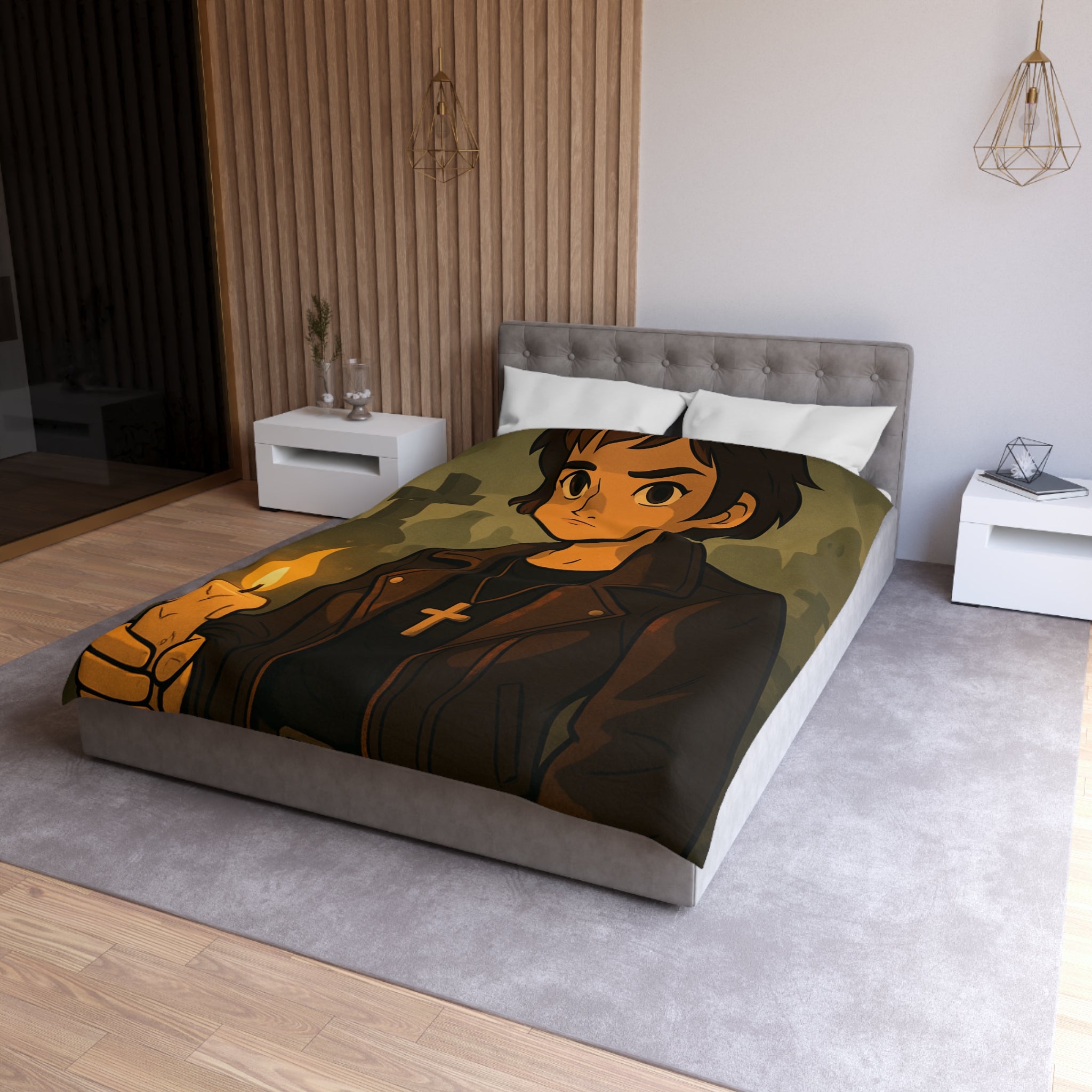 Housse de Couette Microfibre Design Artistique Moderne Décoration Chambre Confort Premium