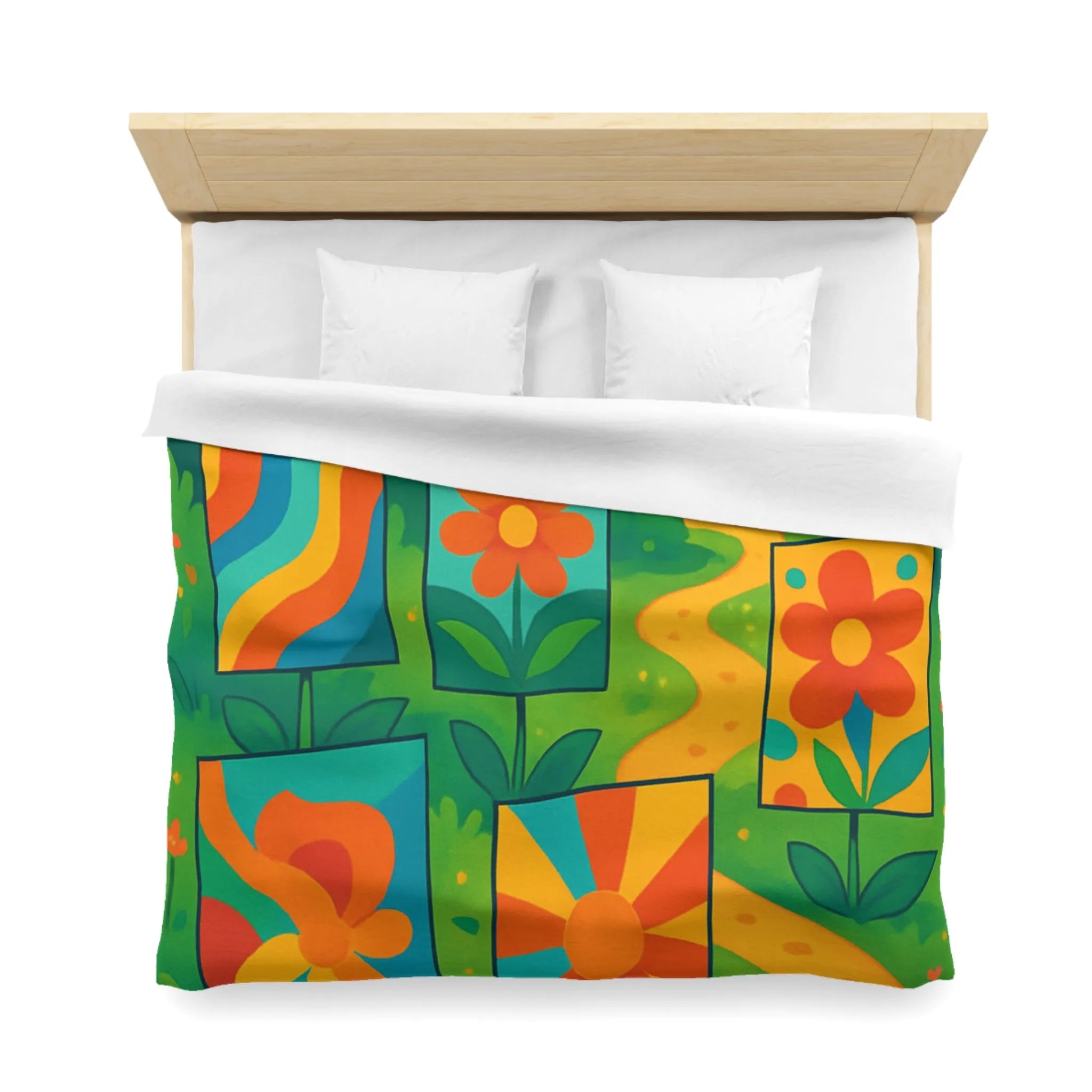 Housse de couette colorée avec fleurs et papillons pour chambre moderne et vivante