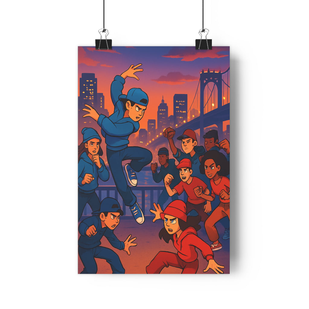 Poster décoratif moderne dynamique urbain jaune rouge danse dessin animé chambre salon tendance qualité