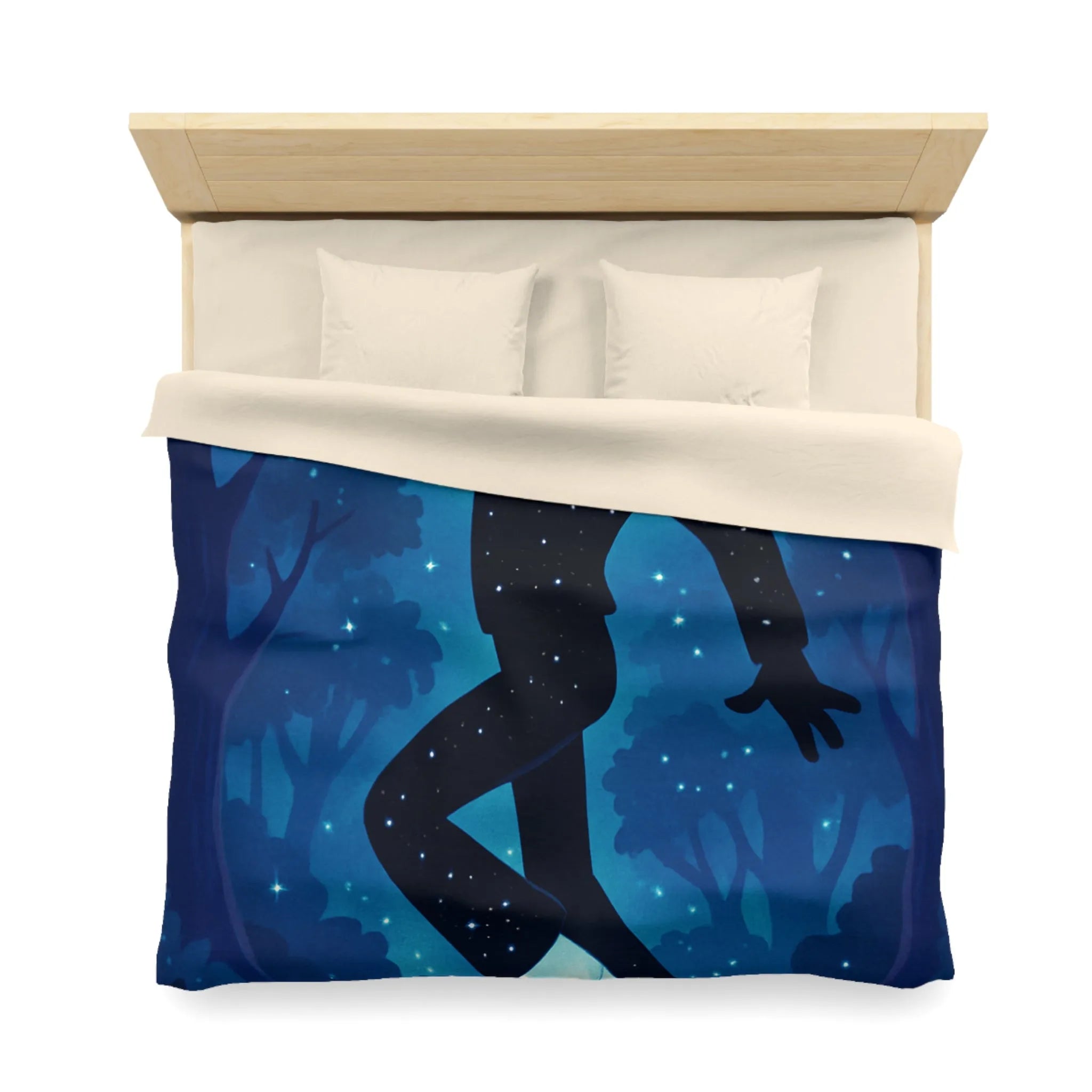 Housse de couette ambiance nocturne silhouette dansante avec pleine lune et étoiles