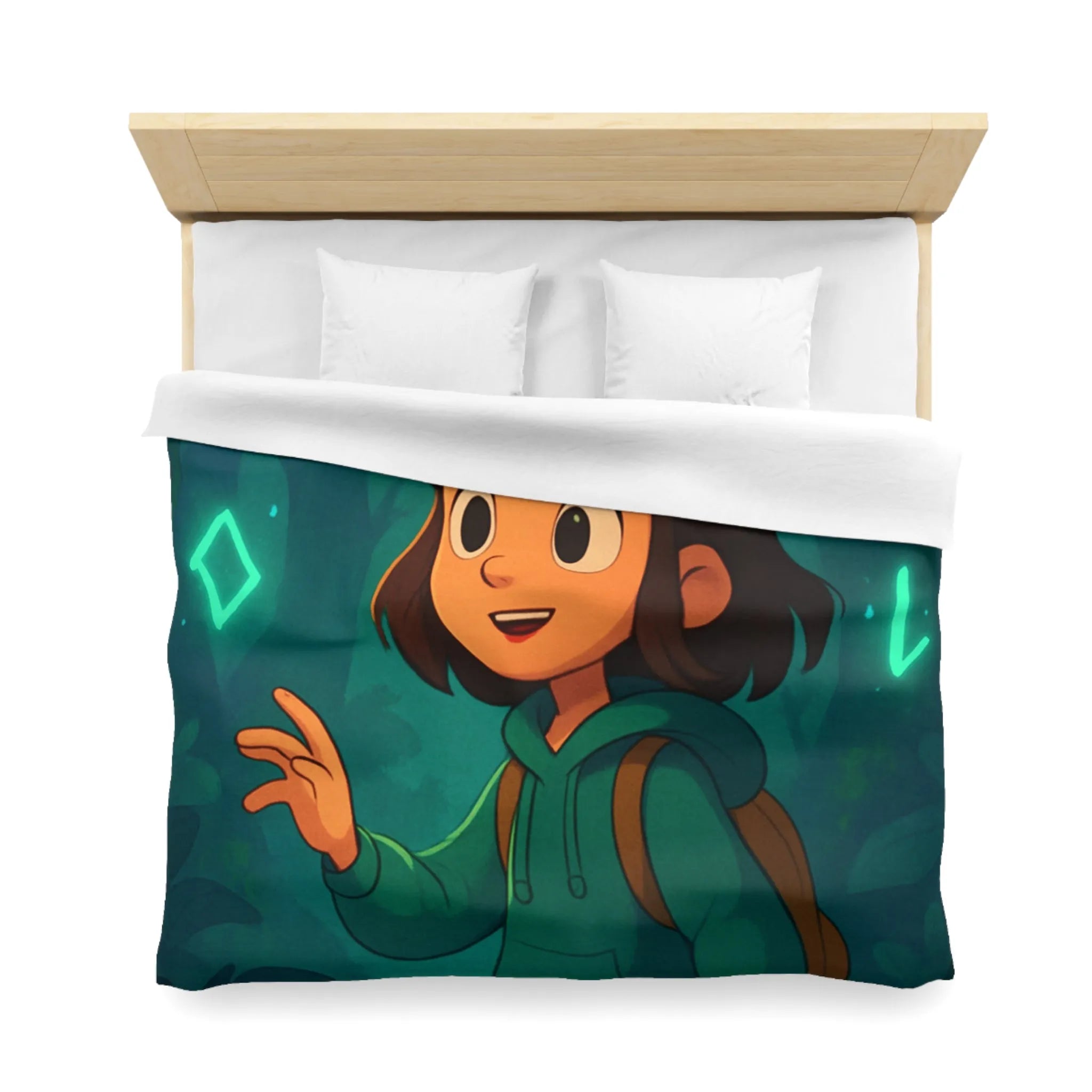 Housse de couette enfant avec motifs magiques et mystiques en forêt enchantée sombre