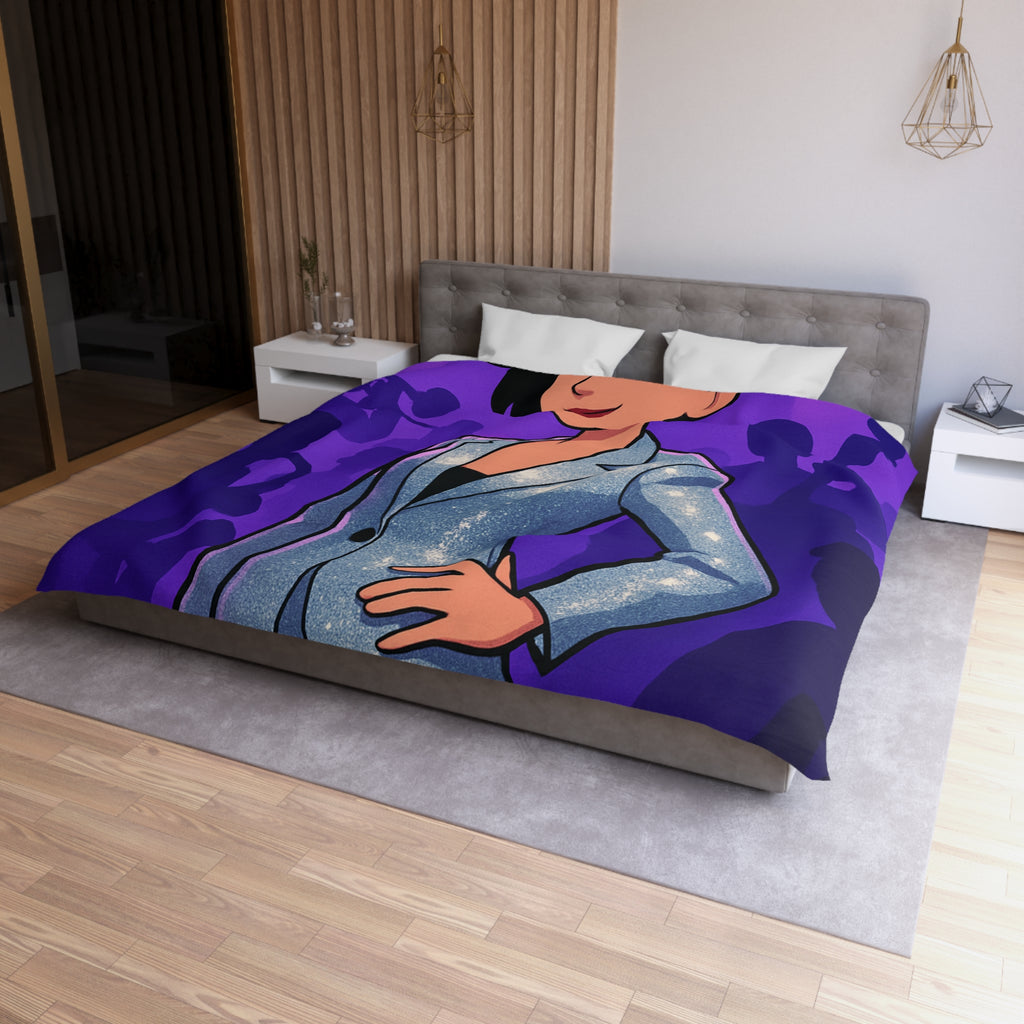 Housse de Couette Moderne avec Motif de Musicienne en Lumière Scintillante