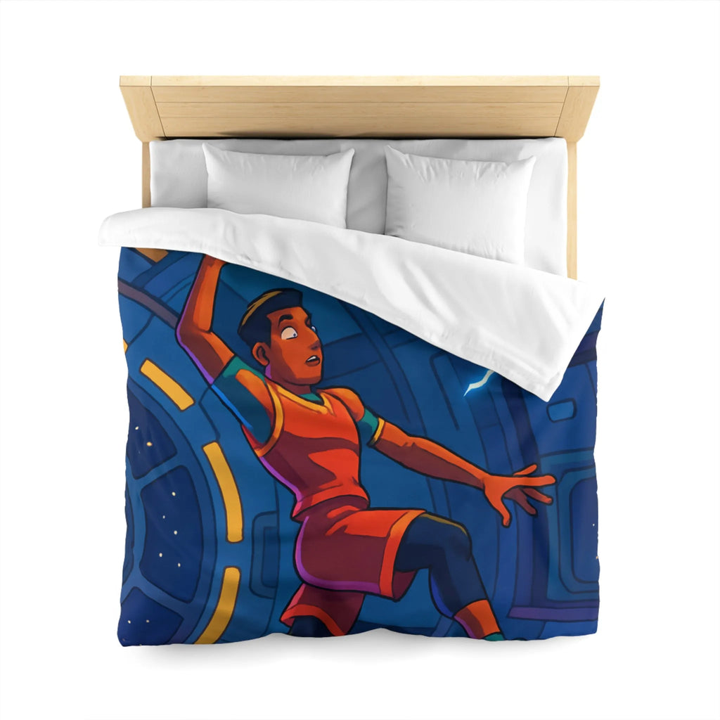 Housse de Couette Enfant Espace Basket avec Joueur et Ballon Électrique Sci-Fi