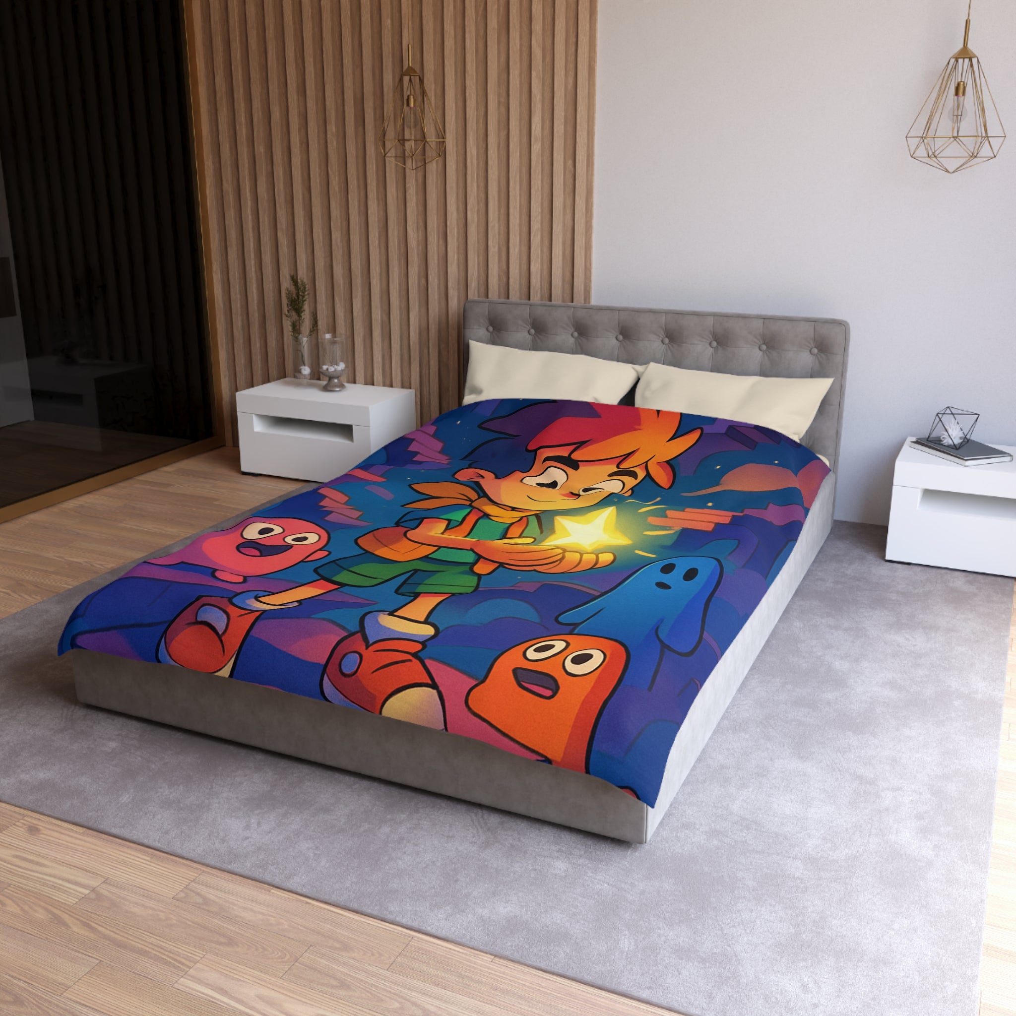 Housse de Couette Microfibre Motif Créatif Original Style Contemporain Chambre Élégante