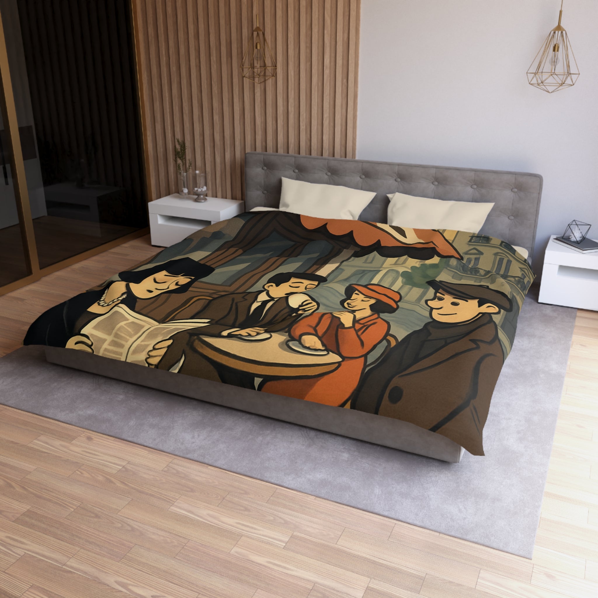 Housse de Couette Microfibre Design Artistique Moderne Décoration Chambre Confort Premium