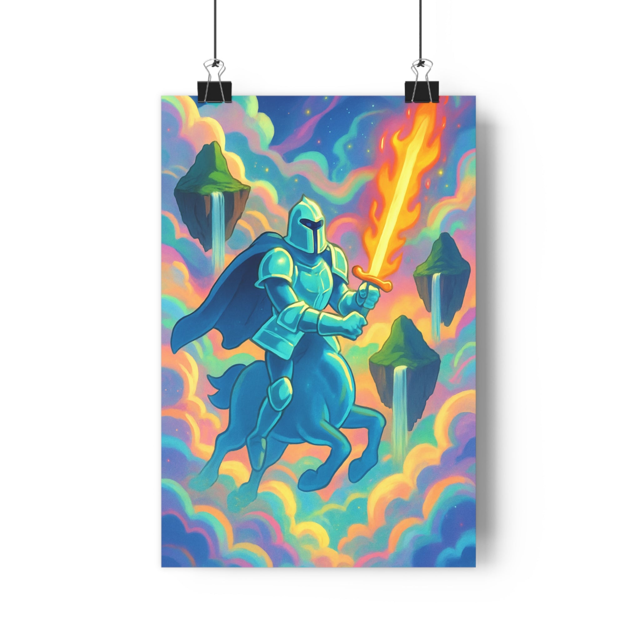 Poster décoratif fantasy épique pastel cartoon chevalier mystique aventure chambre créatif 30x46 vibrant qualité