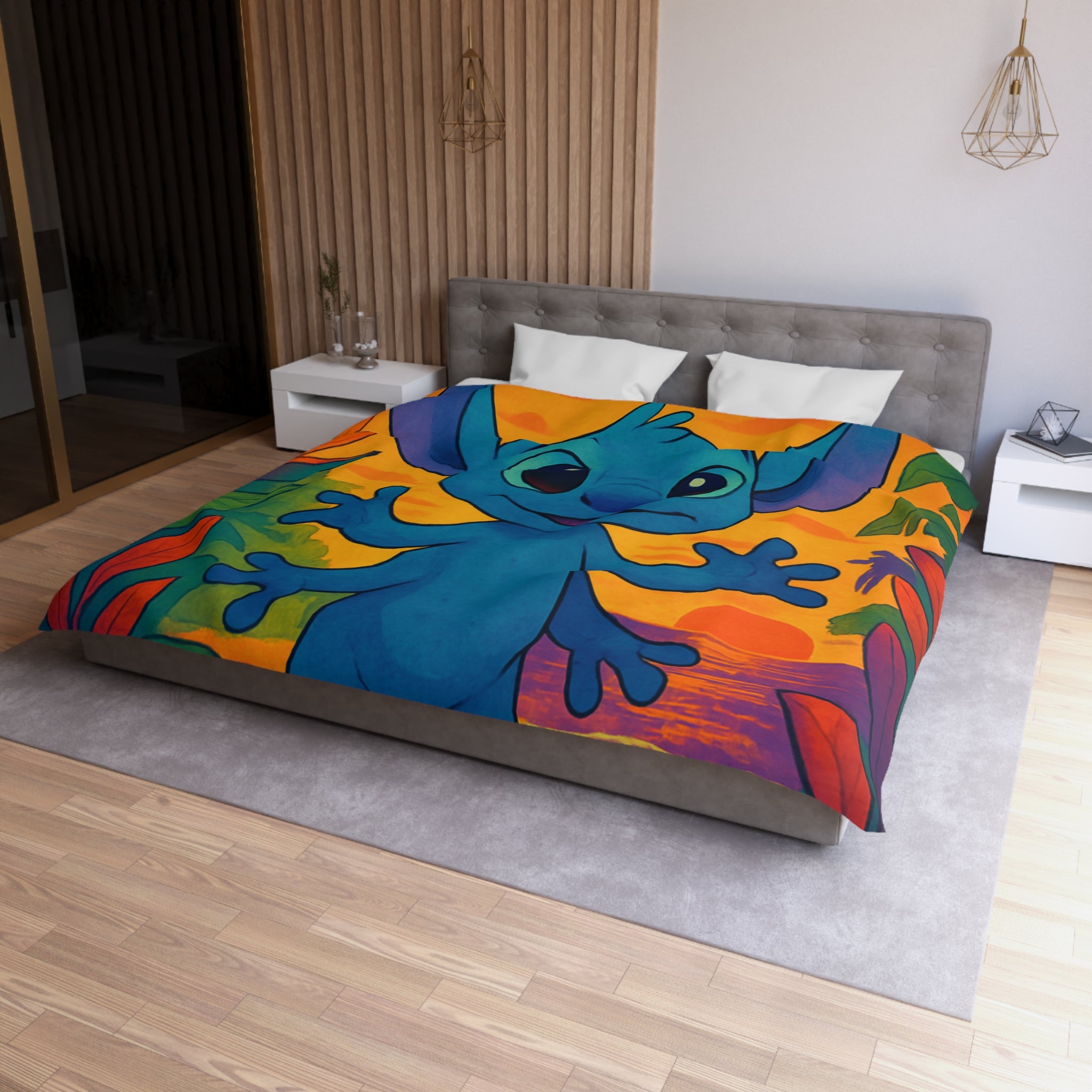 Housse de Couette Microfibre Design Artistique Moderne Décoration Chambre Confort Premium