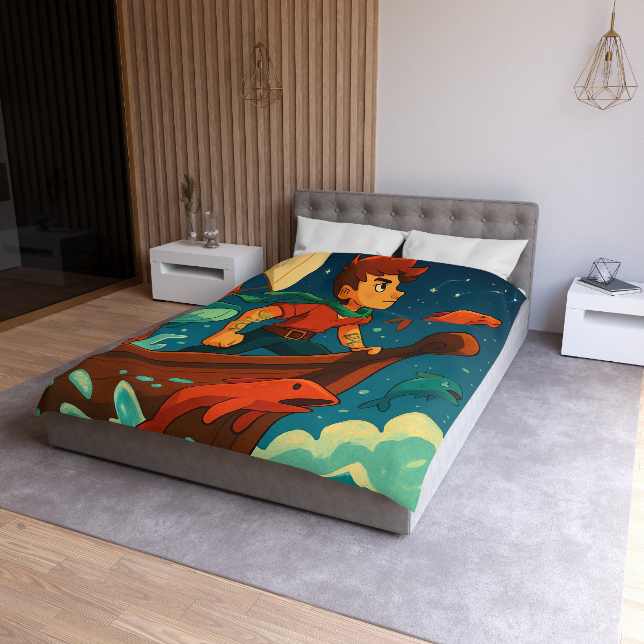 Housse de Couette Microfibre Design Artistique Moderne Décoration Chambre Confort Premium