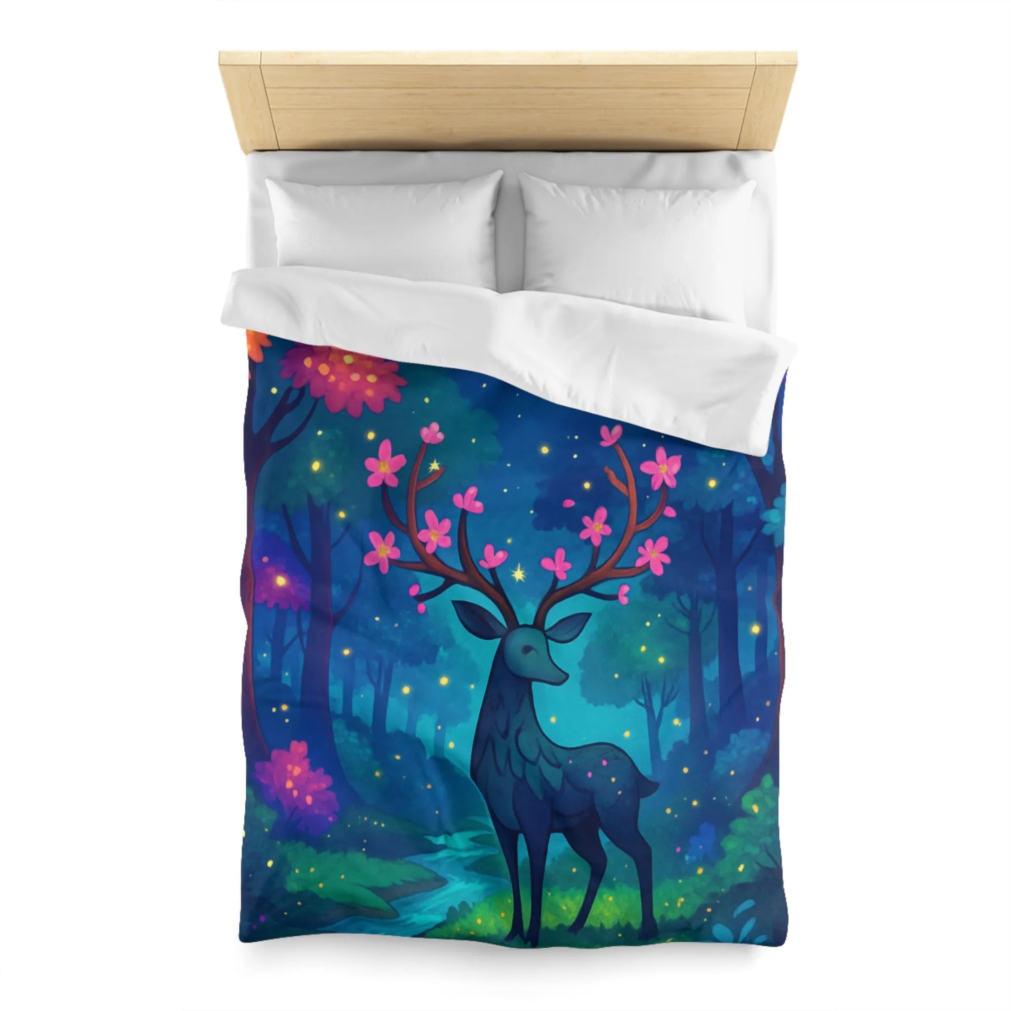 Enchantez votre chambre avec une housse de couette forêt féerique et cerf mystique