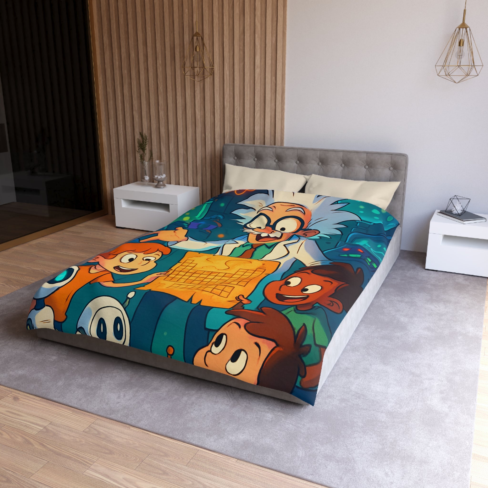 Housse de Couette Microfibre Motif Créatif Original Style Contemporain Chambre Élégante