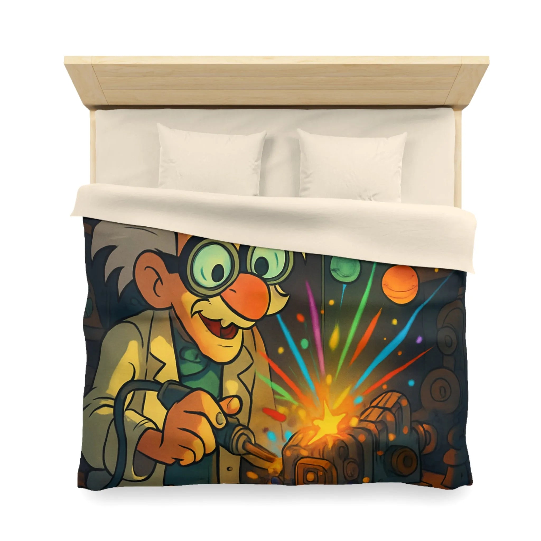 Housse de Couette Cosmos Inventeur Fantastique avec Planètes et Robot Mignon