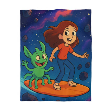 Explorez l’univers avec cette housse de couette lumineuse pour enfants, style aventure cosmique