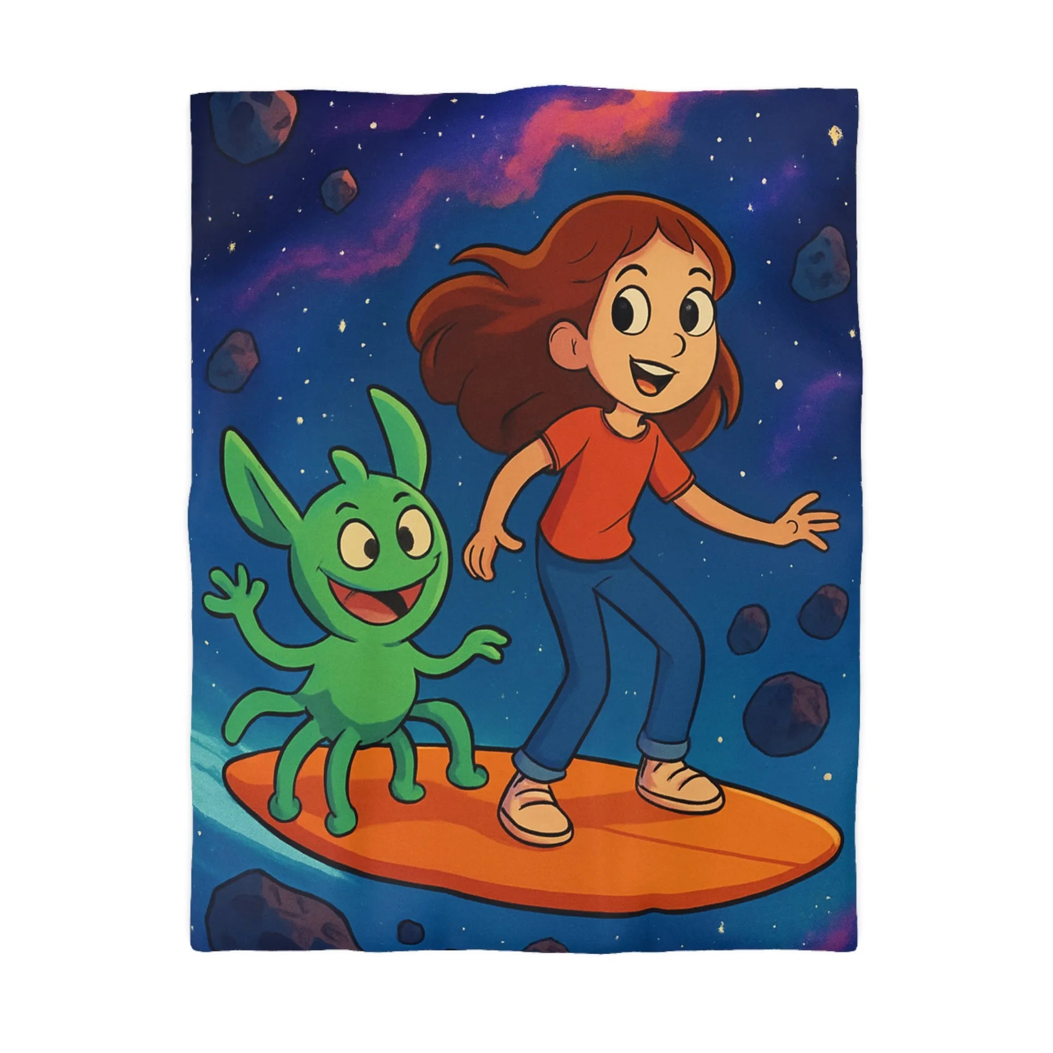 Explorez l’univers avec cette housse de couette lumineuse pour enfants, style aventure cosmique