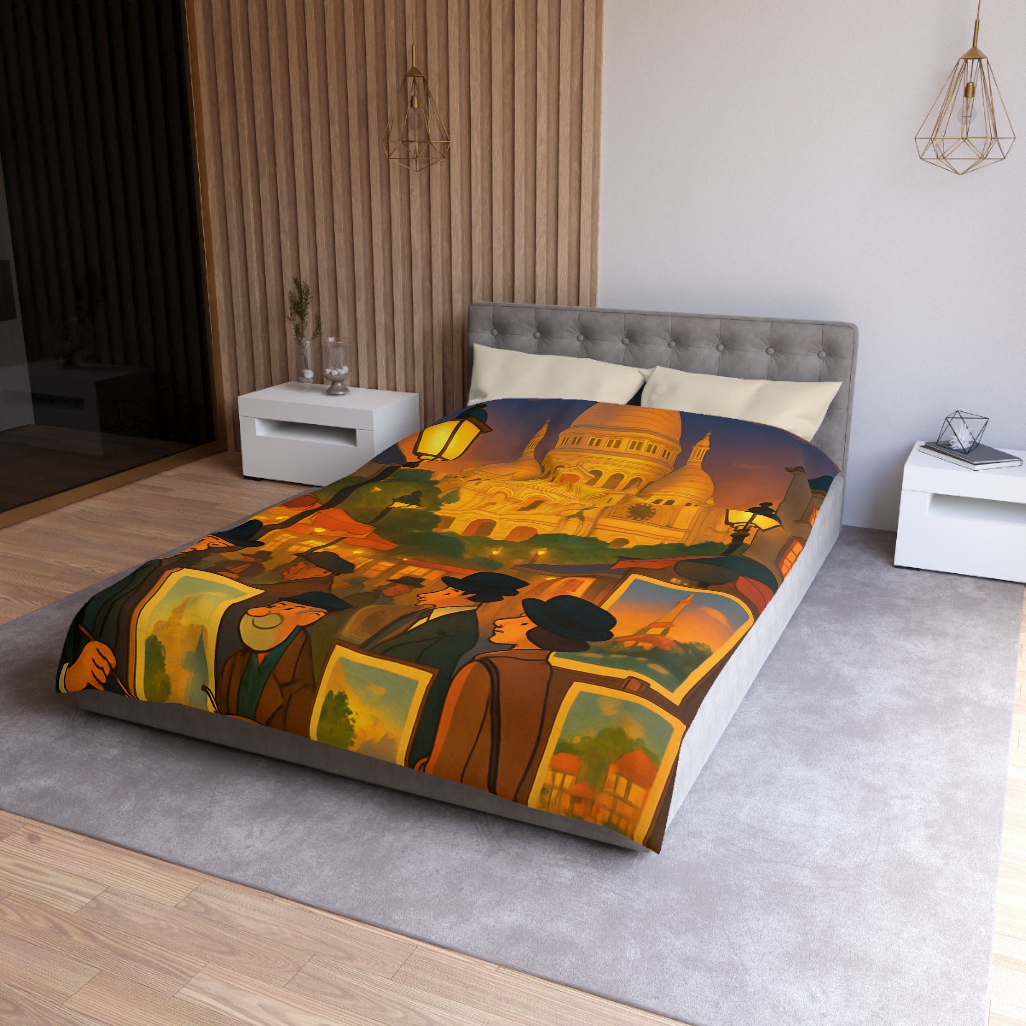 Housse de Couette Microfibre Illustration Unique Design Moderne Décoration Intérieure Raffinée