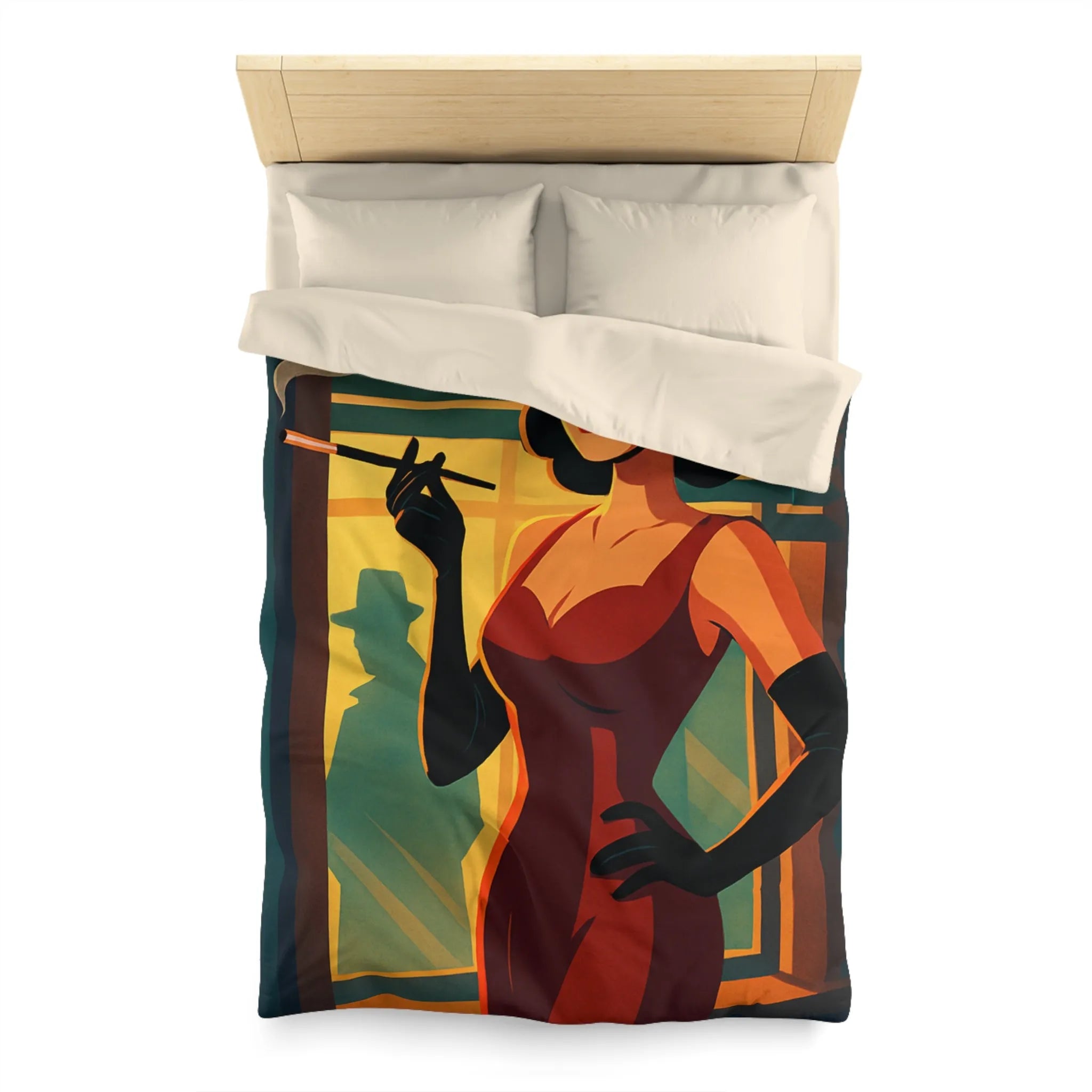 Élégance rétro avec femme fatale smoking pour ambiance nocturne mystérieuse en rouge profond