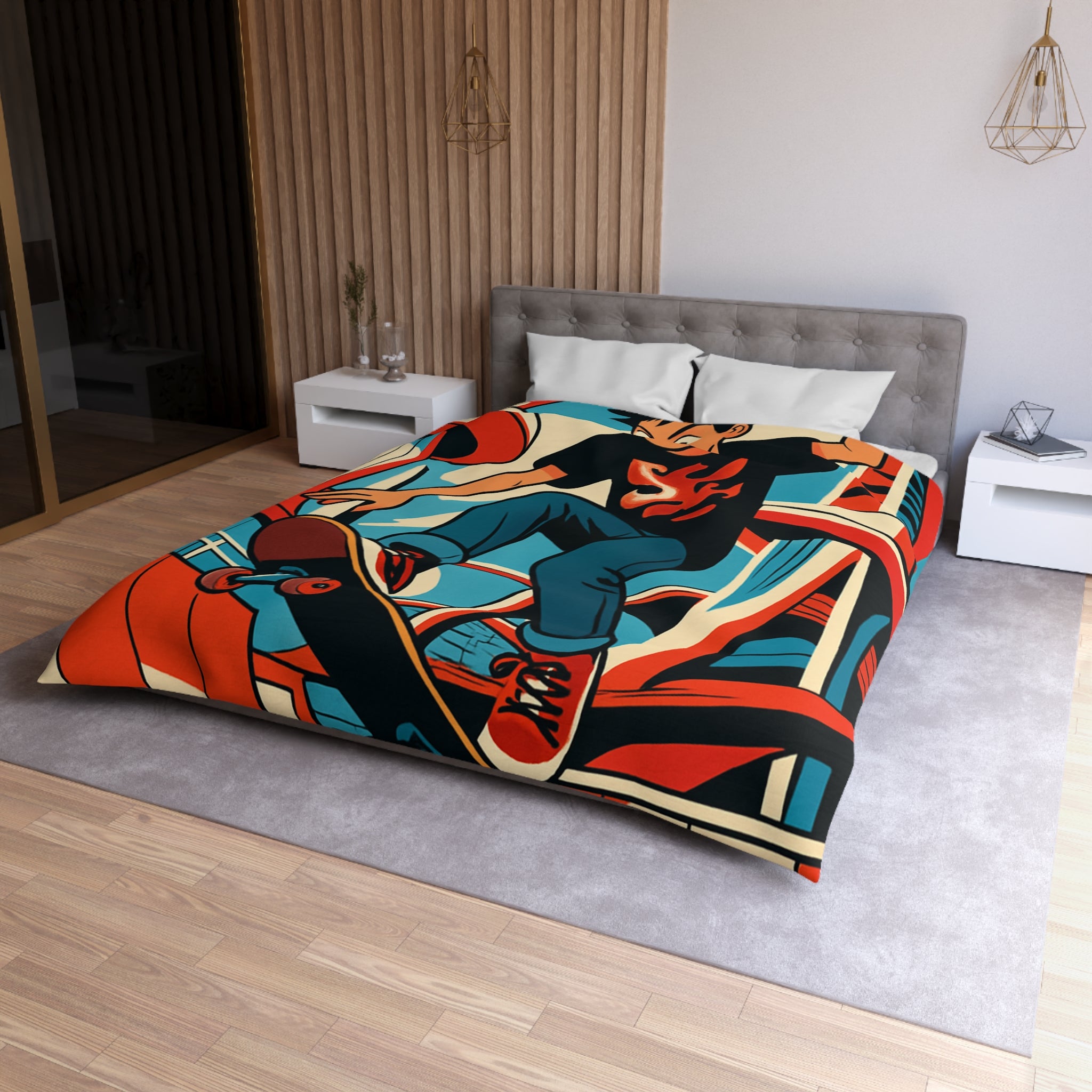 Housse de Couette Microfibre Motif Créatif Original Style Contemporain Chambre Élégante